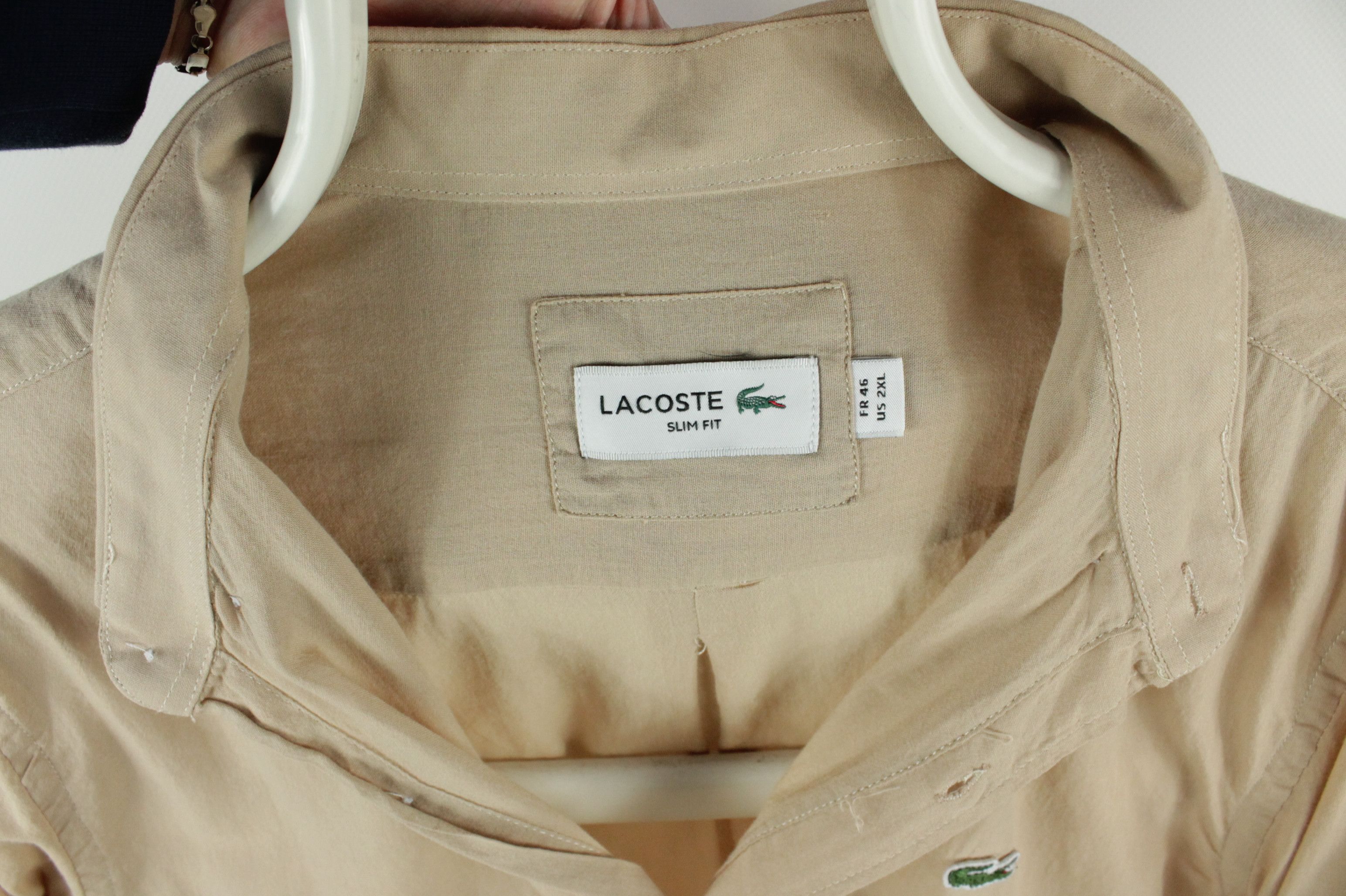 Lacoste Lacoste Slim Fit Ultralight Beige Cotton Casual Shirt Men's Size US XXL / EU 58 / 5 - 3 Thumbnail