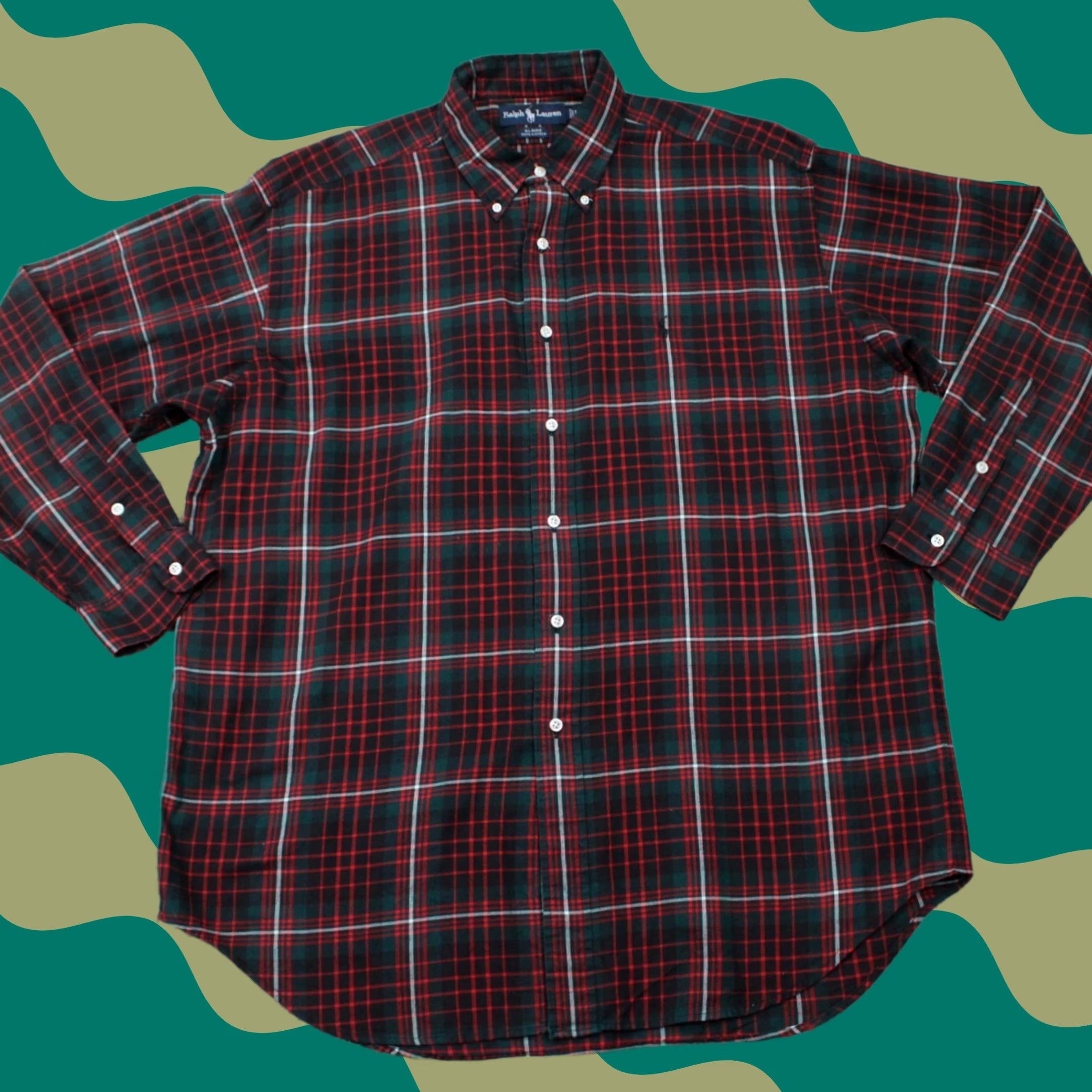 Ralph Lauren Ralph Lauren Shirt Mens Large Red/Black Plaid Cotton Button Down Long Sleeve Size US L / EU 52-54 / 3 - 1 Thumbnail