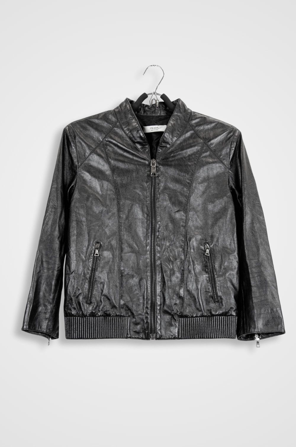 Prada Prada Leather Zip Jacket – Size 42 (Made in Italy) Size M / US 6-8 / IT 42-44 - 1 Thumbnail
