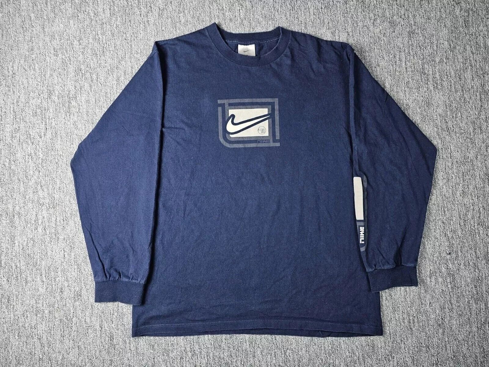 Nike Nike Center Logo Sweatshirt Vintage 90s USA Blue M Pullover Size US M / EU 48-50 / 2 - 1 Thumbnail