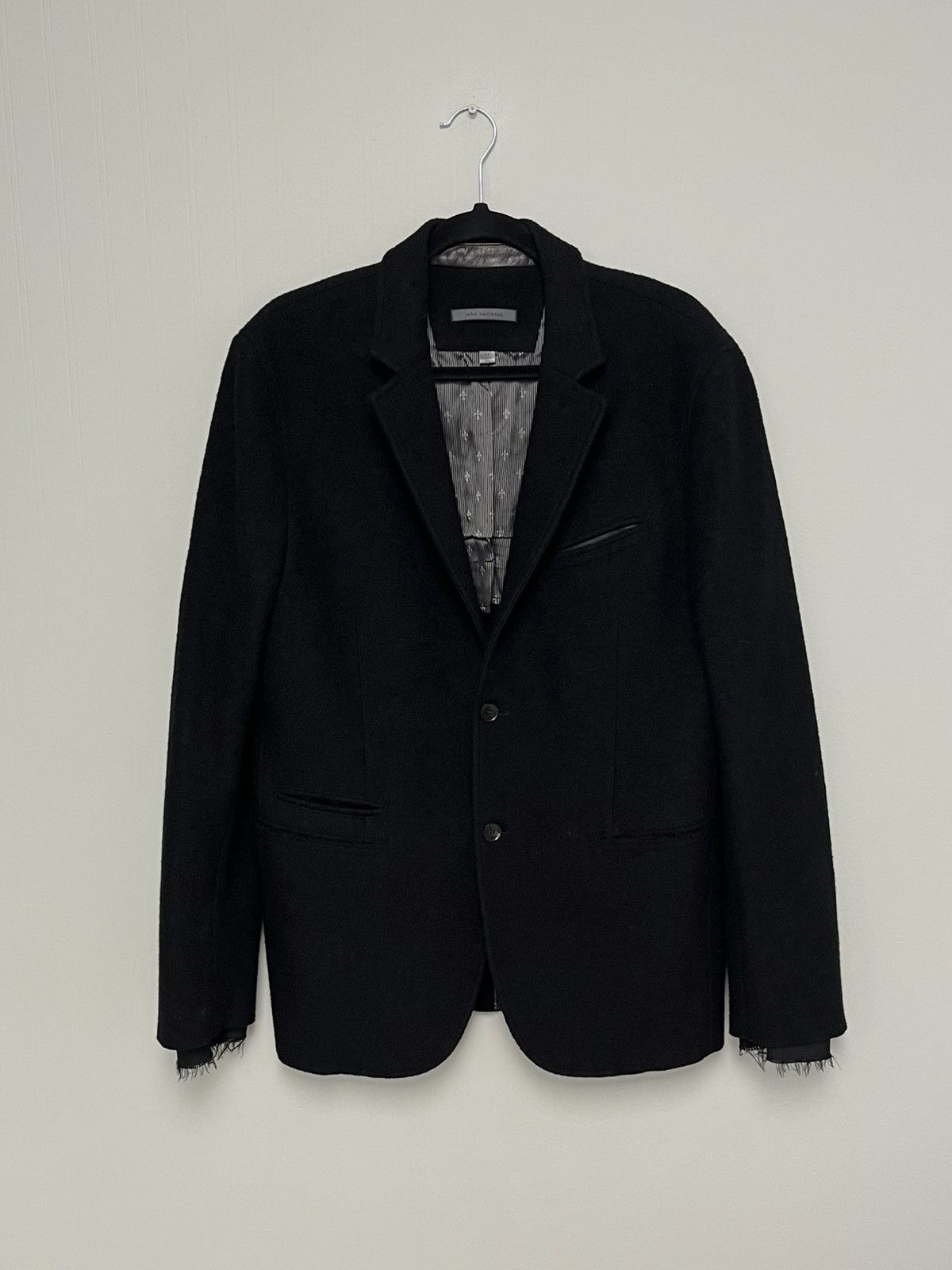 John Varvatos Notch Lapel Leather Collar Jacket 52 Size US L / EU 52-54 / 3 - 4 Thumbnail