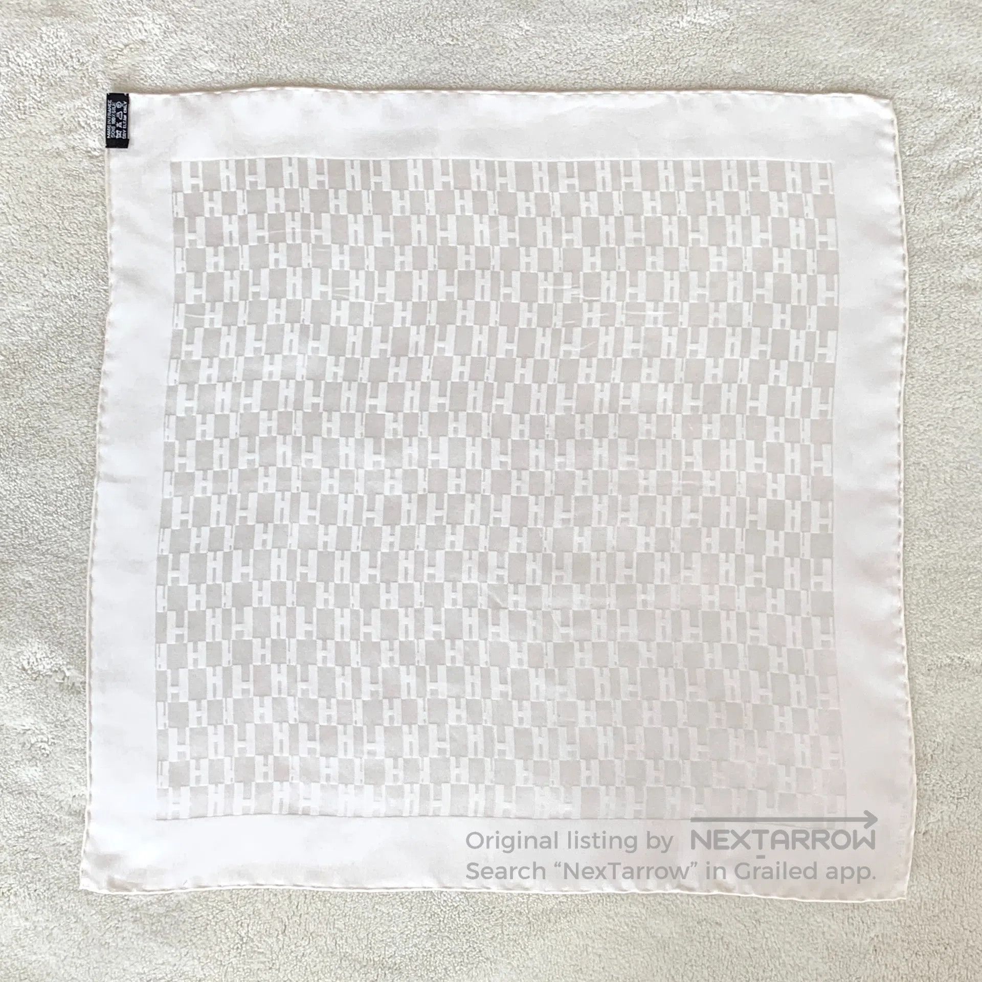 Hermes Hermes White H Letter Full Print Silk Scarf| Size ONE SIZE - 2 Thumbnail