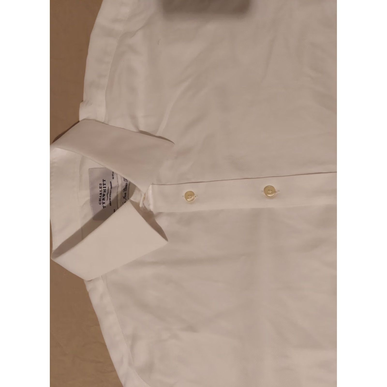 Charles Tyrwhitt Charles Tyrwhitt Dress Shirt Mens 18 35 White Button Cotton Size 48R - 2 Thumbnail