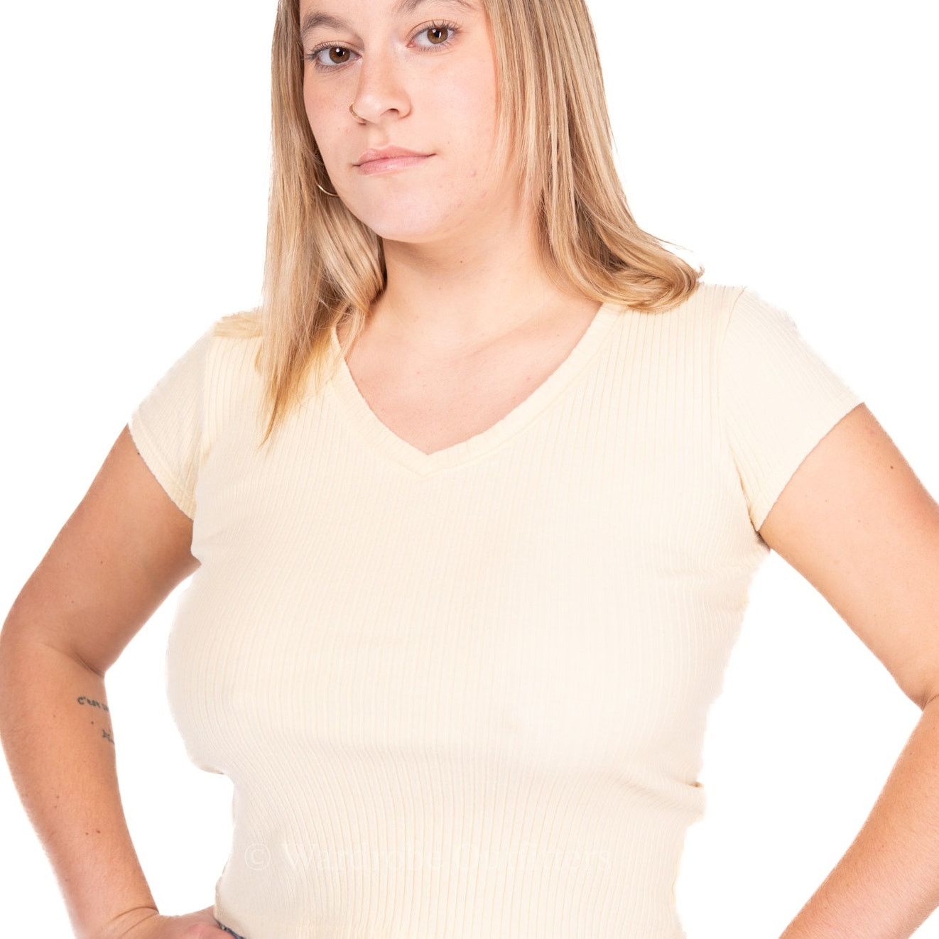 Vintage Vintage 90s Sunshine Yellow Cropped Ribbed Tee Size M / US 6-8 / IT 42-44 - 7 Thumbnail