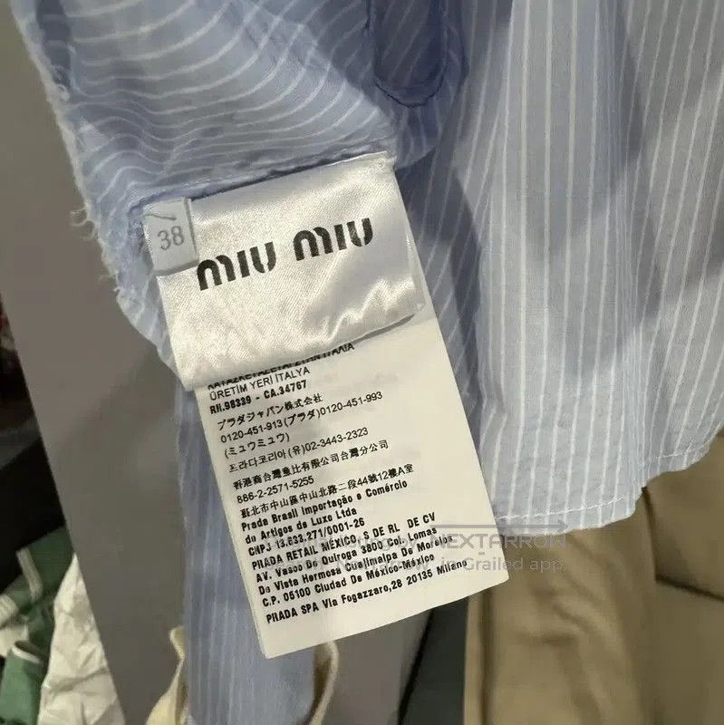 Miu Miu Miu Miu Light Blue Cropped Cotton Shirt . Size M / US 6-8 / IT 42-44 - 5 Thumbnail