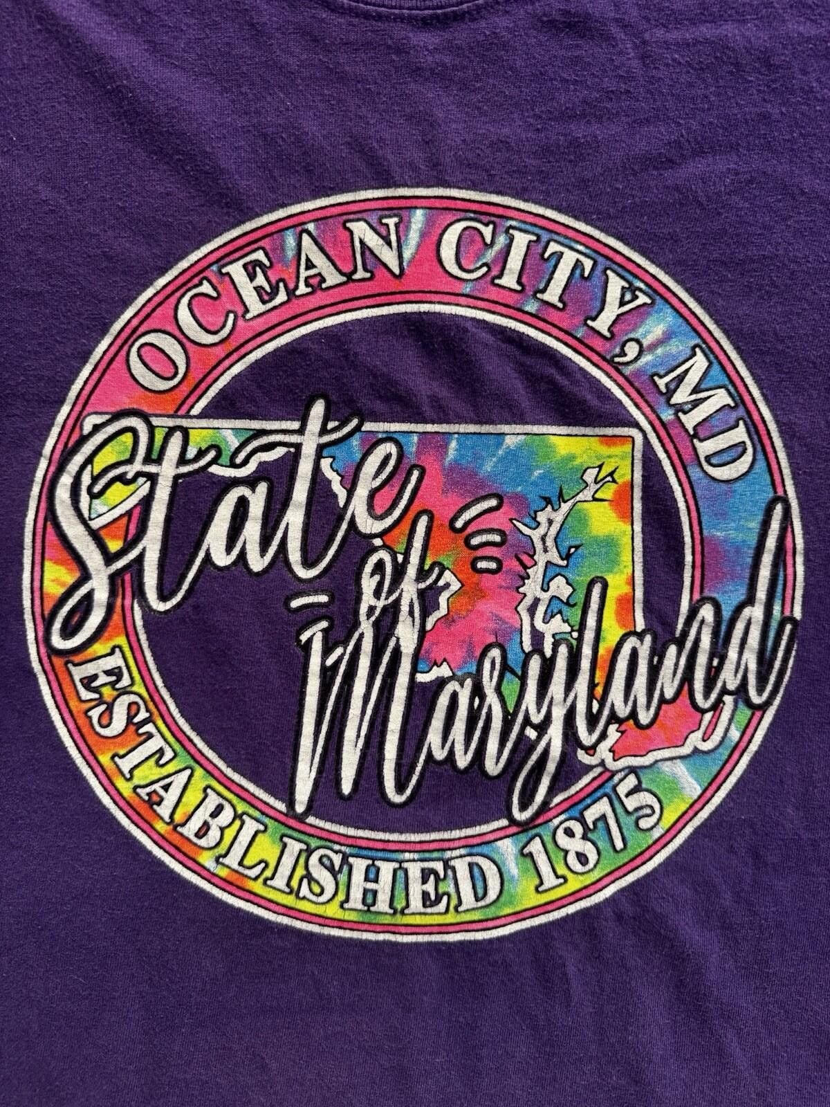 Vintage Vintage 90s Ocean City Maryland Tie Dye Purple XL T-Shirt Size US XL / EU 56 / 4 - 2 Thumbnail