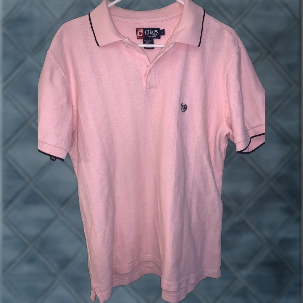 Chaps VINTAGE Chaps Polo Shirt Men's Short Sleeve Pullover 100% Cotton Bright Pink L Size US L / EU 52-54 / 3 - 1 Thumbnail