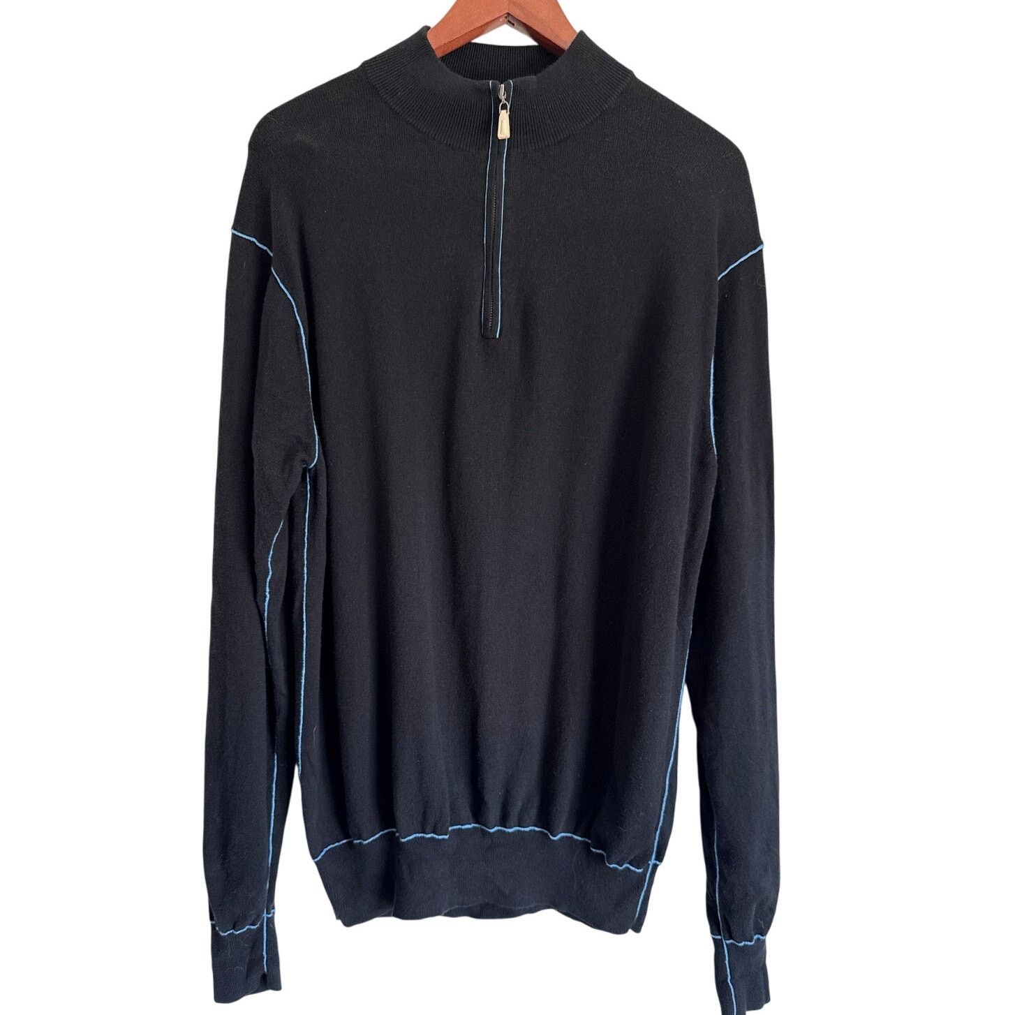 Peter Millar Peter Millar Mens 1/4 Zip Pullover Sweatshirt Black Medium Size US M / EU 48-50 / 2 - 3 Thumbnail