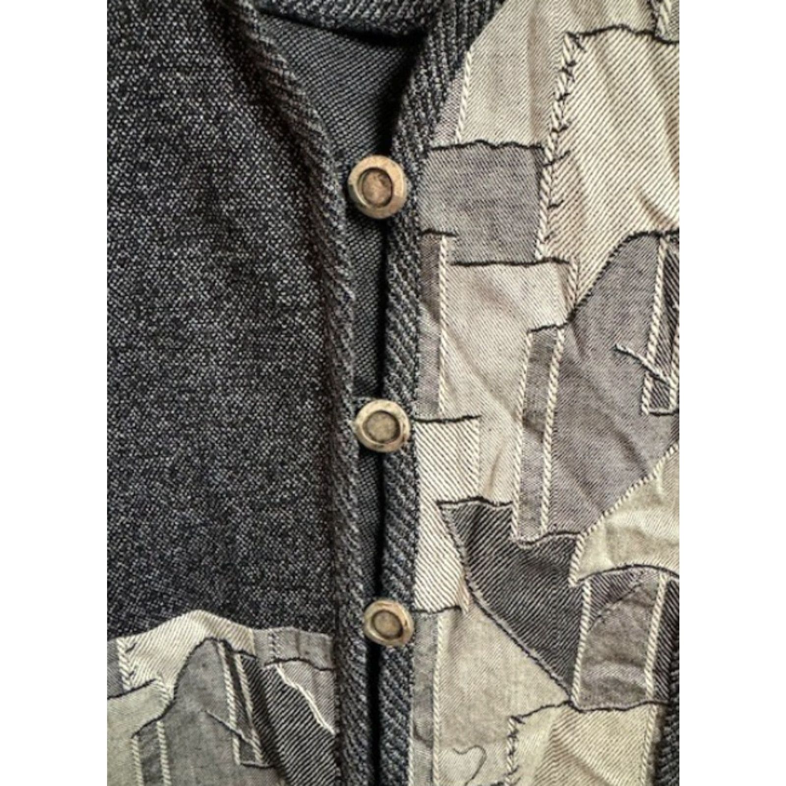 Folk VINTAGE 70s 80s Cardigan Grandpa Sweater Womens Large Patchwork Folk Hippie Size L / US 10 / IT 46 - 4 Thumbnail