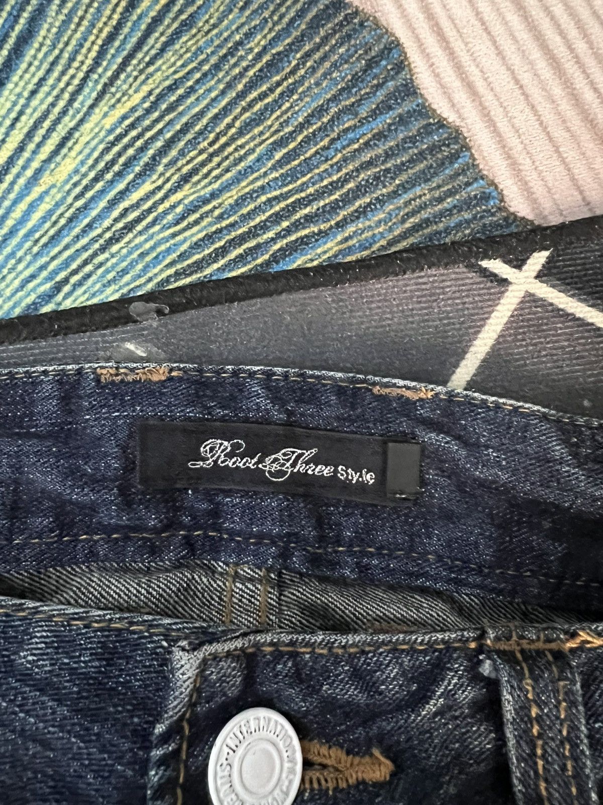 Japanese Brand VINTAGE ROOT THREE STYLE DISTRESSED PAINTER JEANS Size US 33 - 9 Thumbnail