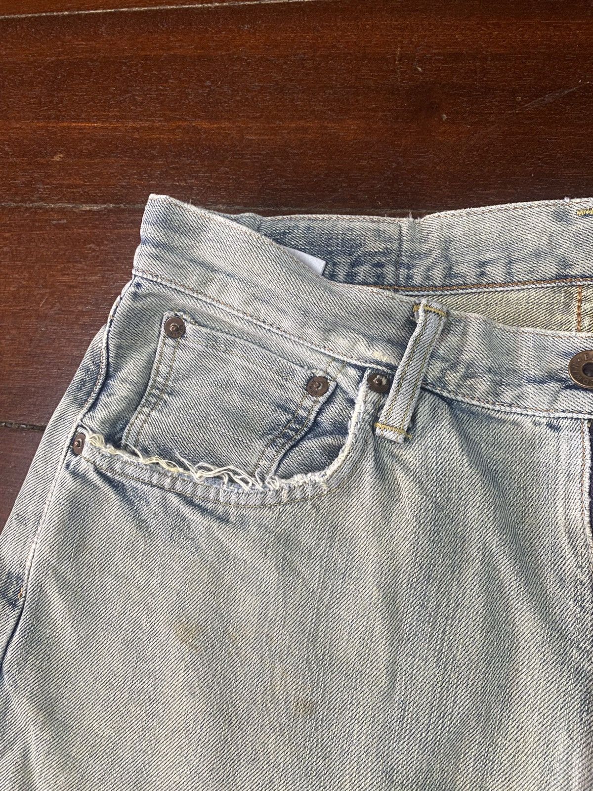 Edwin VINTAGE EDWIN 505 SELVEDGE DISTRESSED DENIM JEANS mud wash Size US 33 - 18 Thumbnail