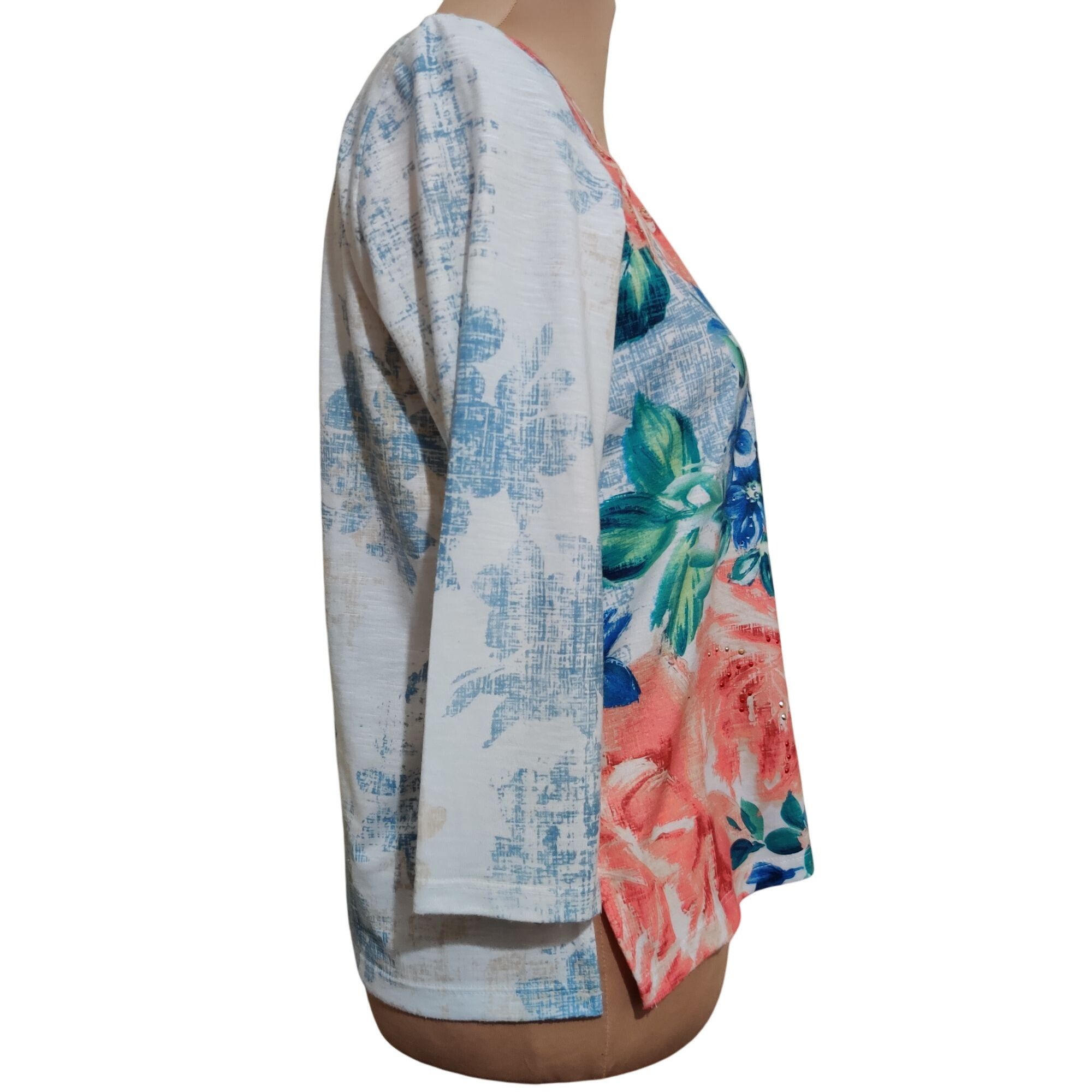 Other Alfred Dunner PS Floral Textured Blouse 3/4 Sleeve Petite So Size S / US 4 / IT 40 - 3 Thumbnail