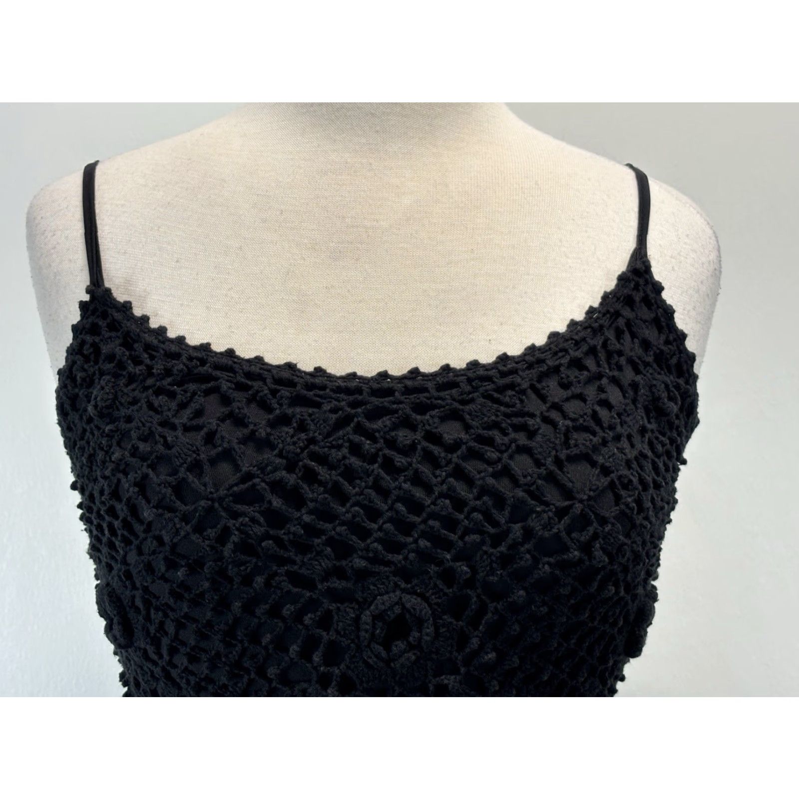 Betsey Johnson VINTAGE Betsey Johnson Crochet Midi Dress Small Black Ivory Coquette Y2K Womens Size S / US 4 / IT 40 - 5 Thumbnail