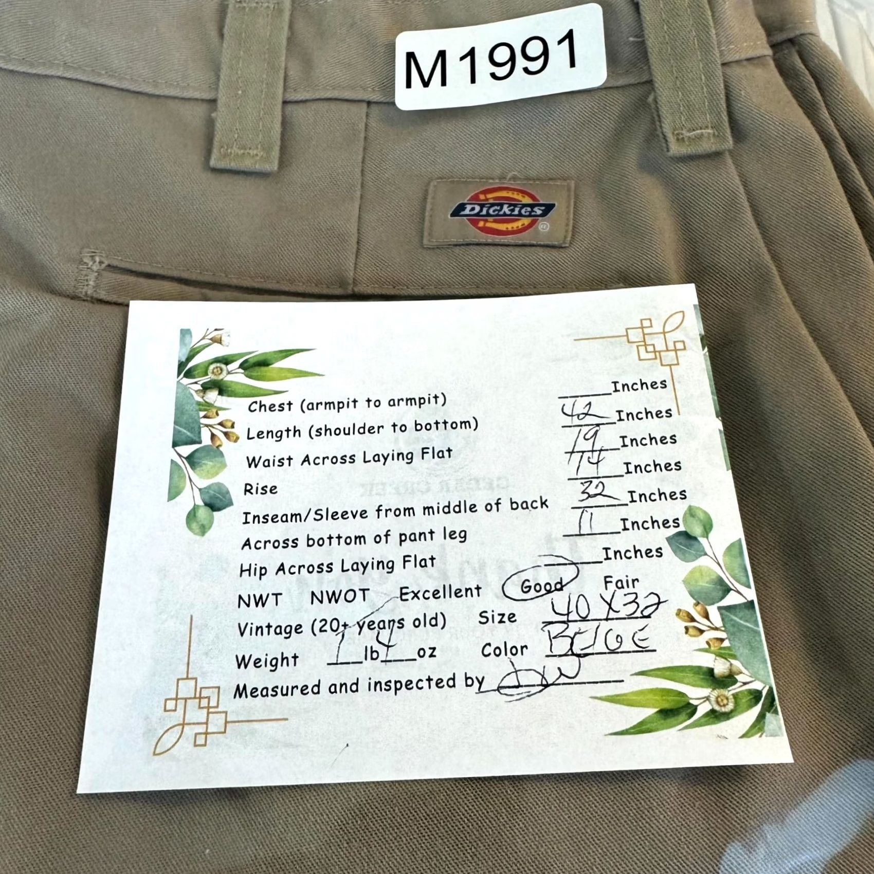 Dickies Dickies Relaxed Fit Work Pants Mens 40x32 Beige Flat Front Khaki Utility Pants Size US 40 / EU 56 - 7 Thumbnail