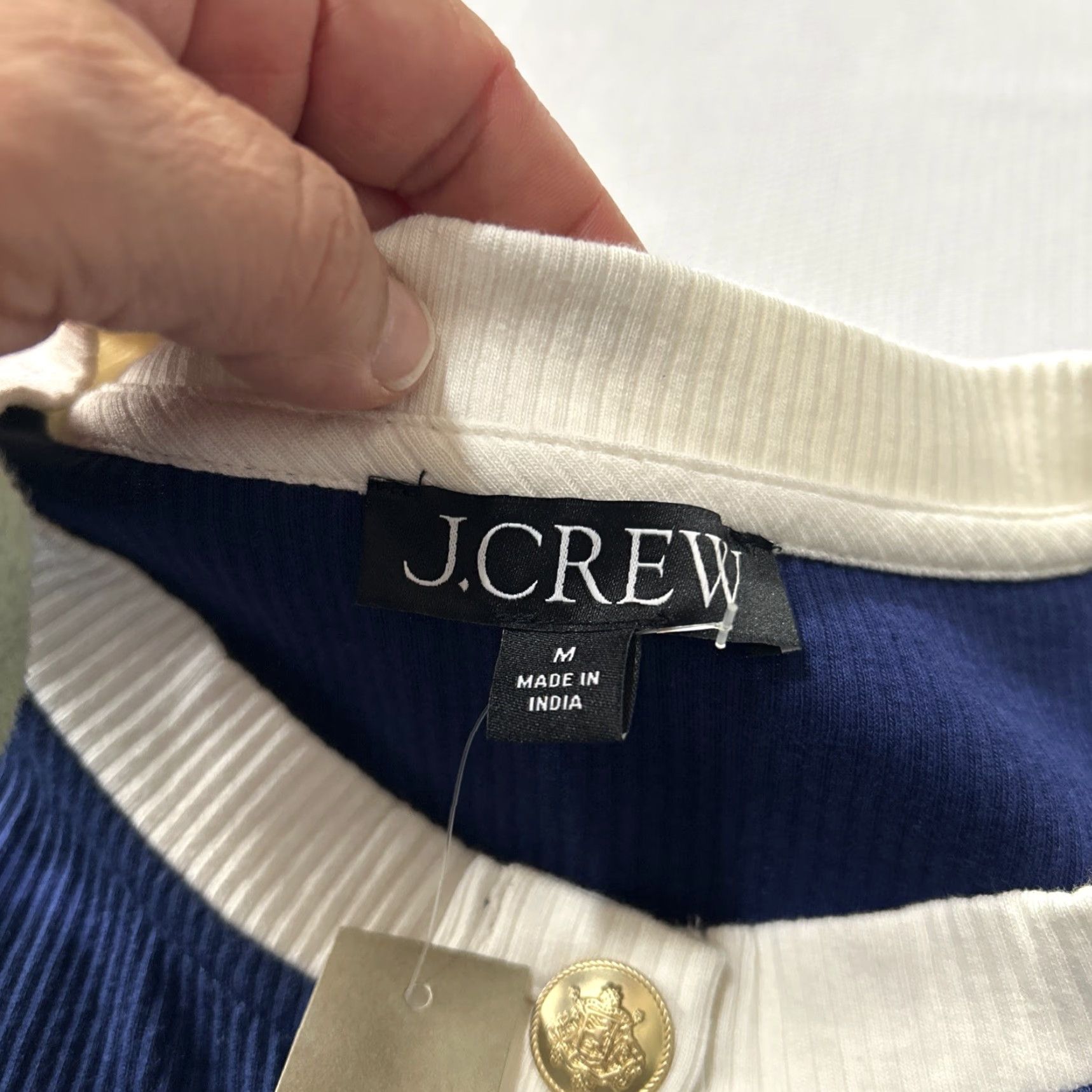 J.Crew J.CREW Cardigan Stripe Gold Crest Button Rib Knit Blue M Women Regular Pockets Lightweight Vintage No Size M / US 6-8 / IT 42-44 - 7 Thumbnail