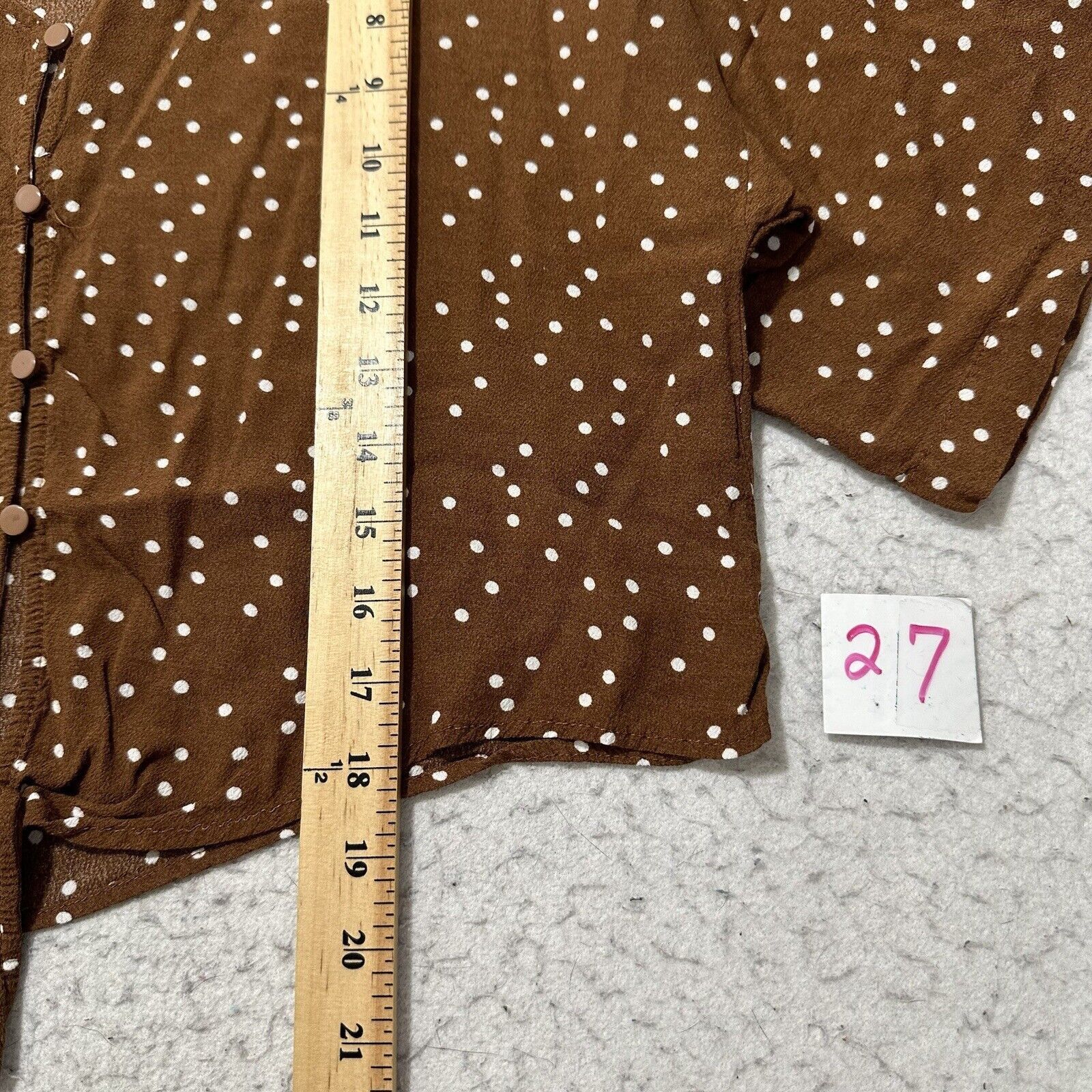 Forever 21 Forever 21 Medium Brown White Polka Dot V-Neck Blouse Size M / US 6-8 / IT 42-44 - 9 Thumbnail