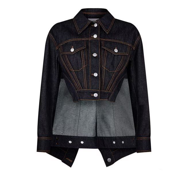 o1g2r1mq0824 Denim Slashed Panelled Jackets in Denim Blue