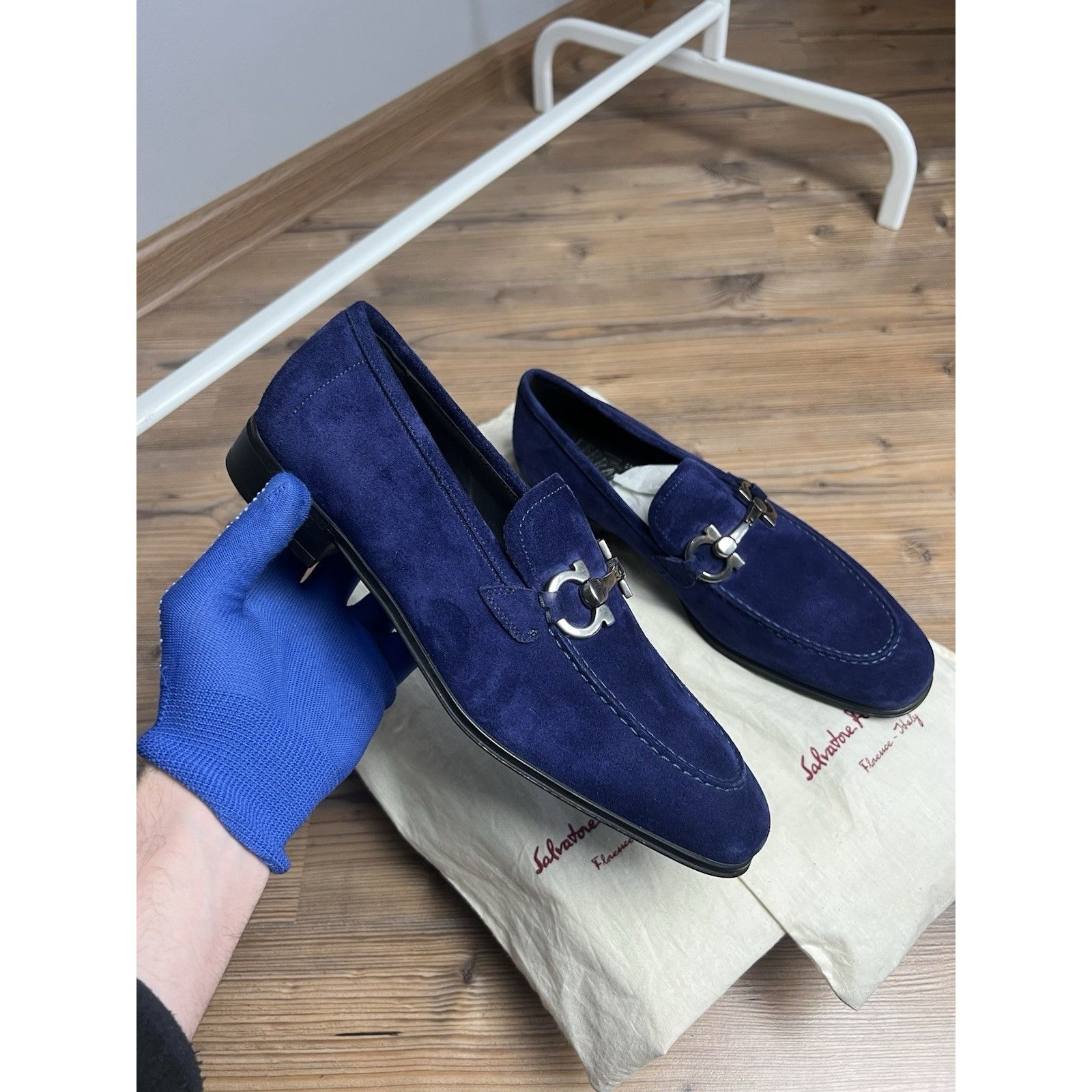 Salvatore Ferragamo NWT Salvatore Ferragamo Men's Blue Flori 2 Suede Loafers Sho Size US 6 / EU 39 - 1 Thumbnail