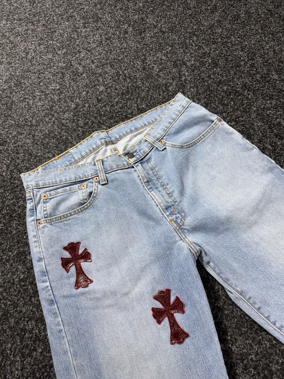 Levi's Vintage Clothing Vintage 90s Custom Chrome Hearts Style Rock Cross Punk Jeans Size US 33 - 7 Thumbnail