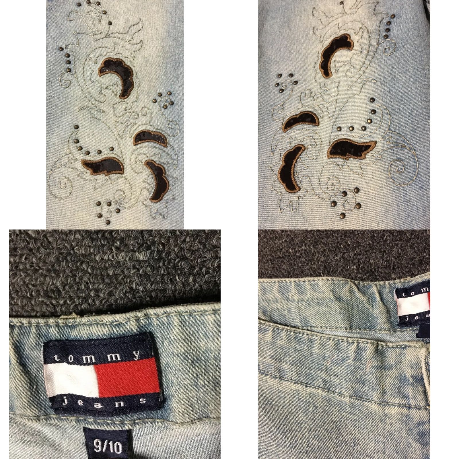 Tommy Hilfiger VINTAGE Tommy Hilfiger Jeans Paisley Bootcut Men 10 Blue 31 Inseam 33.5 Embroidered Western Hip Hop Grunge USA Flag 90s Size 32" / US 10 / IT 46 - 8 Thumbnail