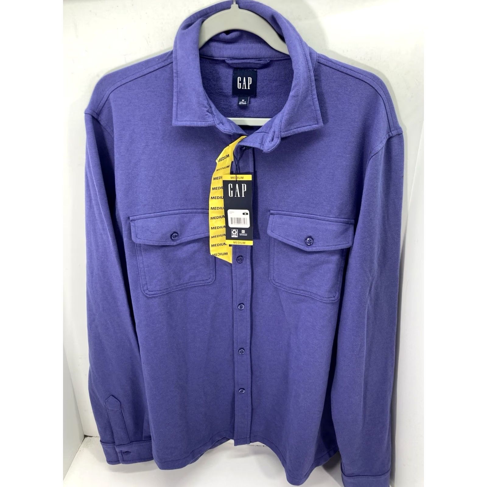 Gap Gap Knit Shirt Men Medium Blue Button Long Sleeve Cotton Blend Stretch NWT Size US M / EU 48-50 / 2 - 2 Thumbnail