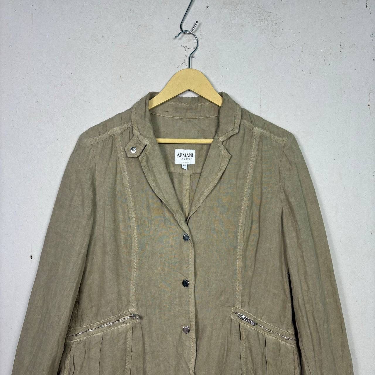 Armani Armani Collezioni 2011 Linen Moto Blazer Jacket 46 Size L / US 10 / IT 46 - 3 Thumbnail