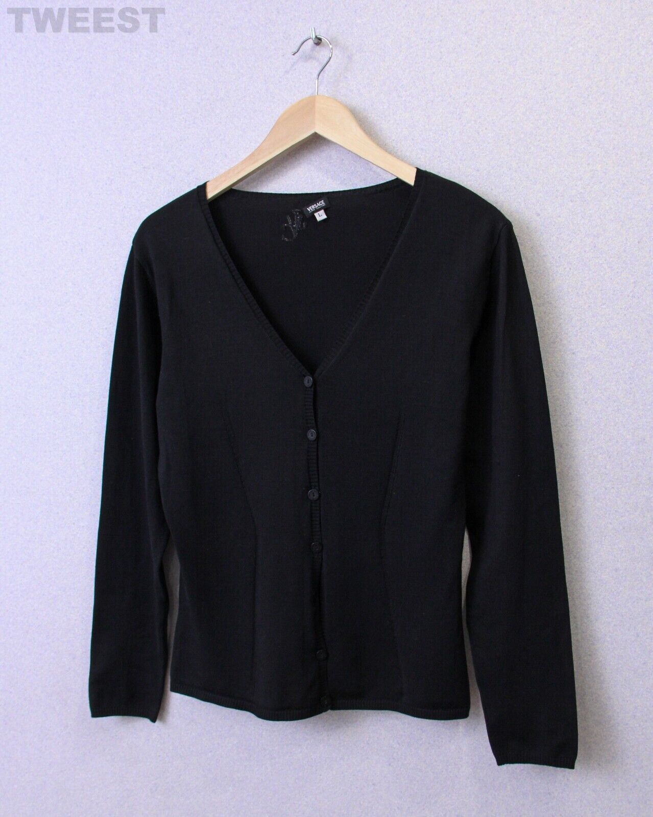Tシャツ・カットソー VERSACE Midnight Blue Stretch Wool Blend Sweater Versace Midnight Blue Stretch Wool Blend Sweater | Grailed