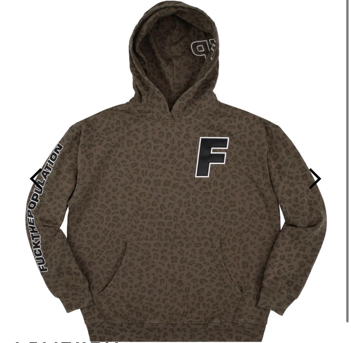 Fuck The Population F LOGO TACKLE TWILL LEOPARD PULLOVER(BROWN