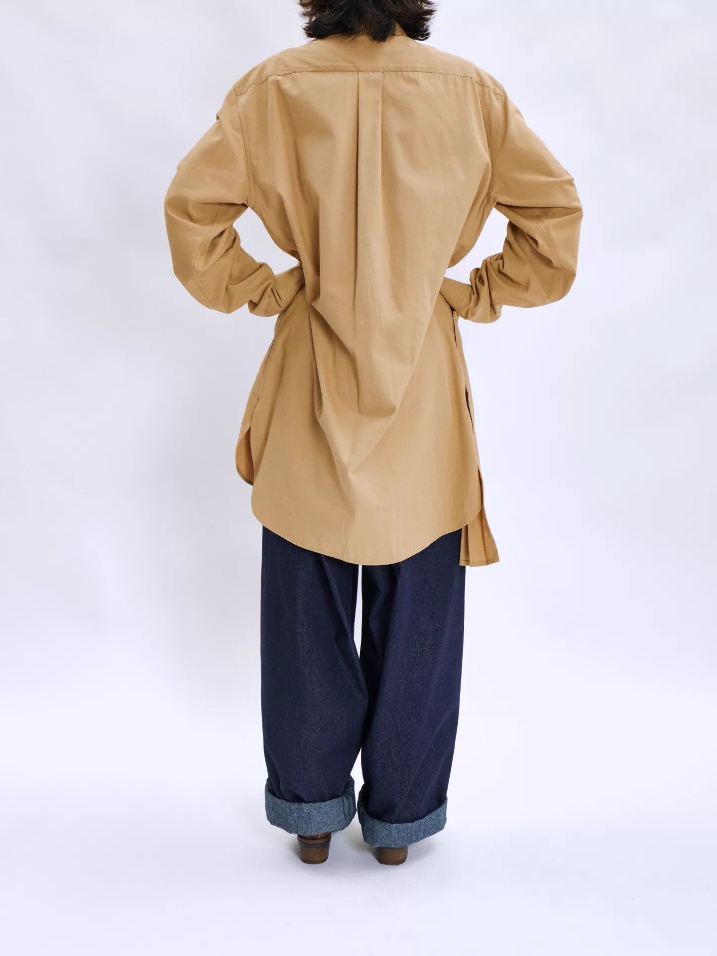 Dries Van Noten Dries Van Noten 23SS Khaki Asymmetric Pleated Shirt Size XL / US 12-14 / IT 48-50 - 3 Thumbnail