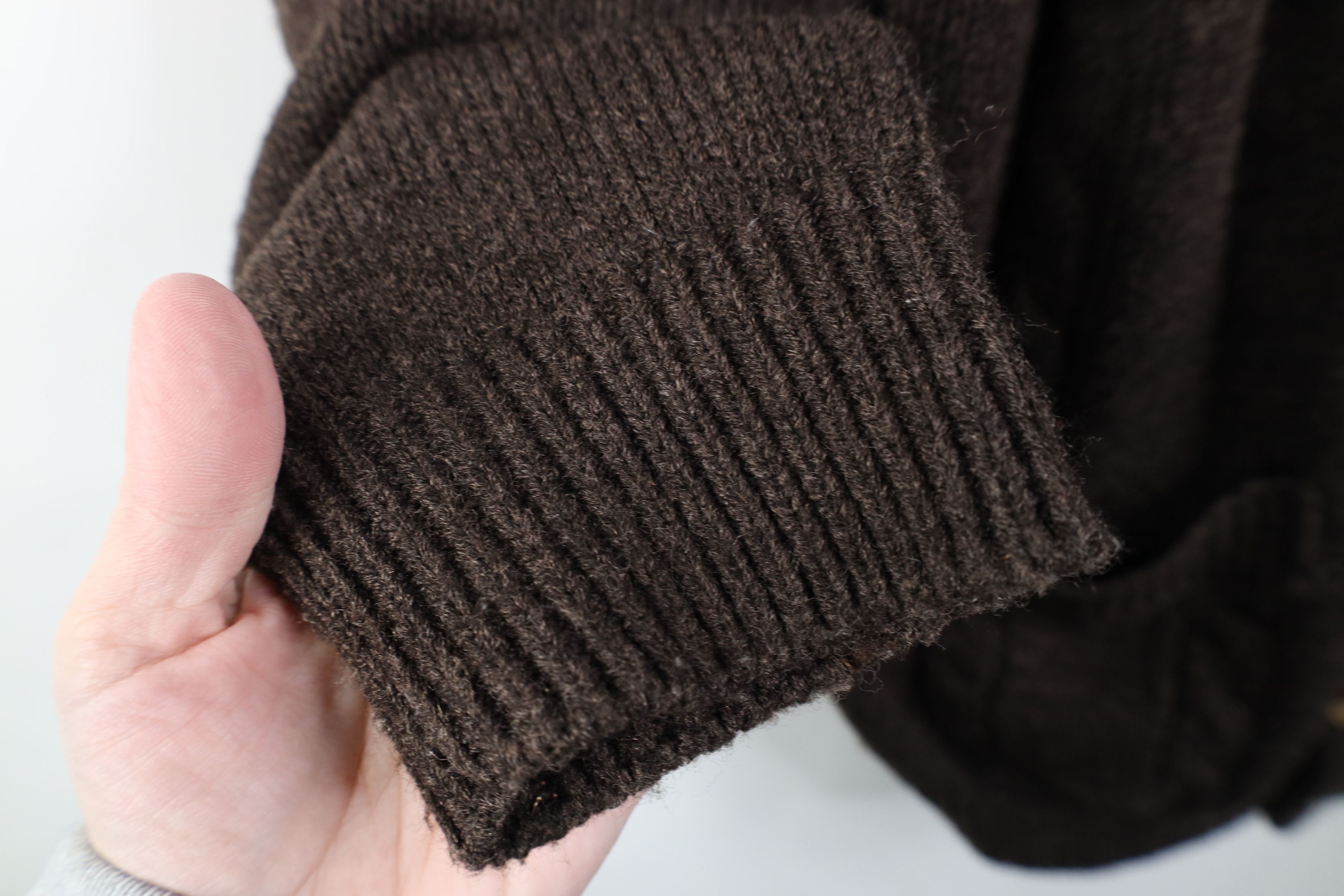 Vintage Vintage 90s Streetwear Cable Knit Cardigan Sweater Brown Size US L / EU 52-54 / 3 - 8 Thumbnail