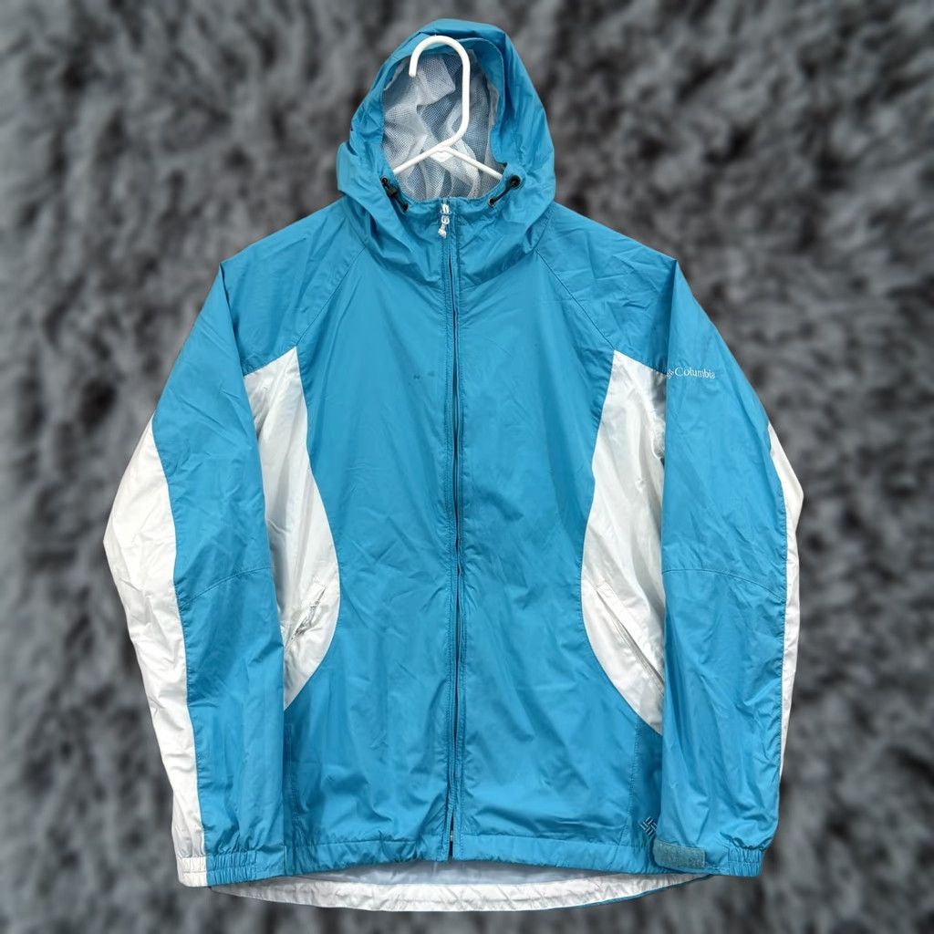 Vintage Columbia Windbreaker Jacket Womens Large Blue Lightweight Zip Up Hooded Size L / US 10 / IT 46 - 1 Thumbnail