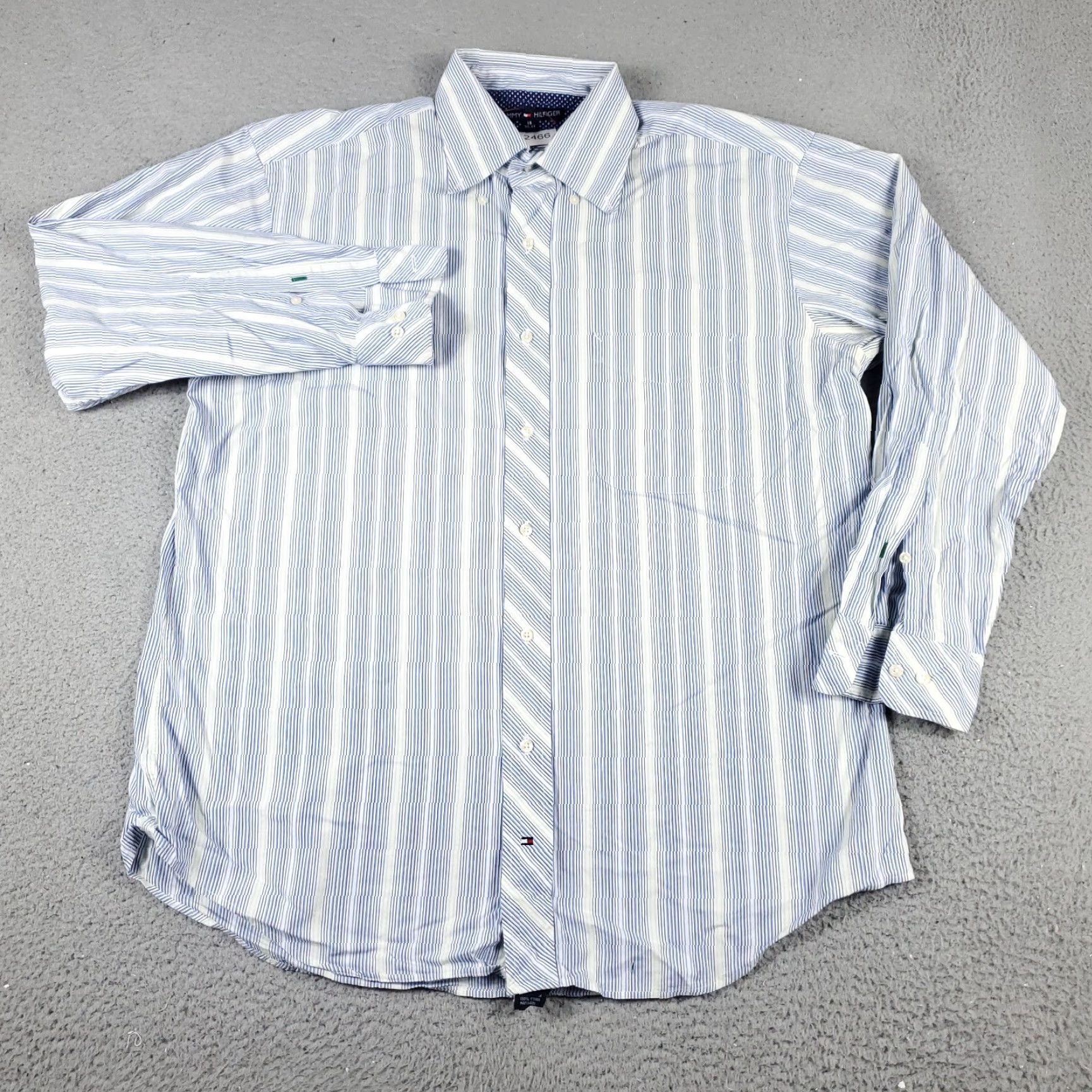 Tommy Hilfiger Tommy Hilfiger Dress Shirt Mens 16 Blue Striped Long Sleeve Button-Up Size 42R - 2 Thumbnail