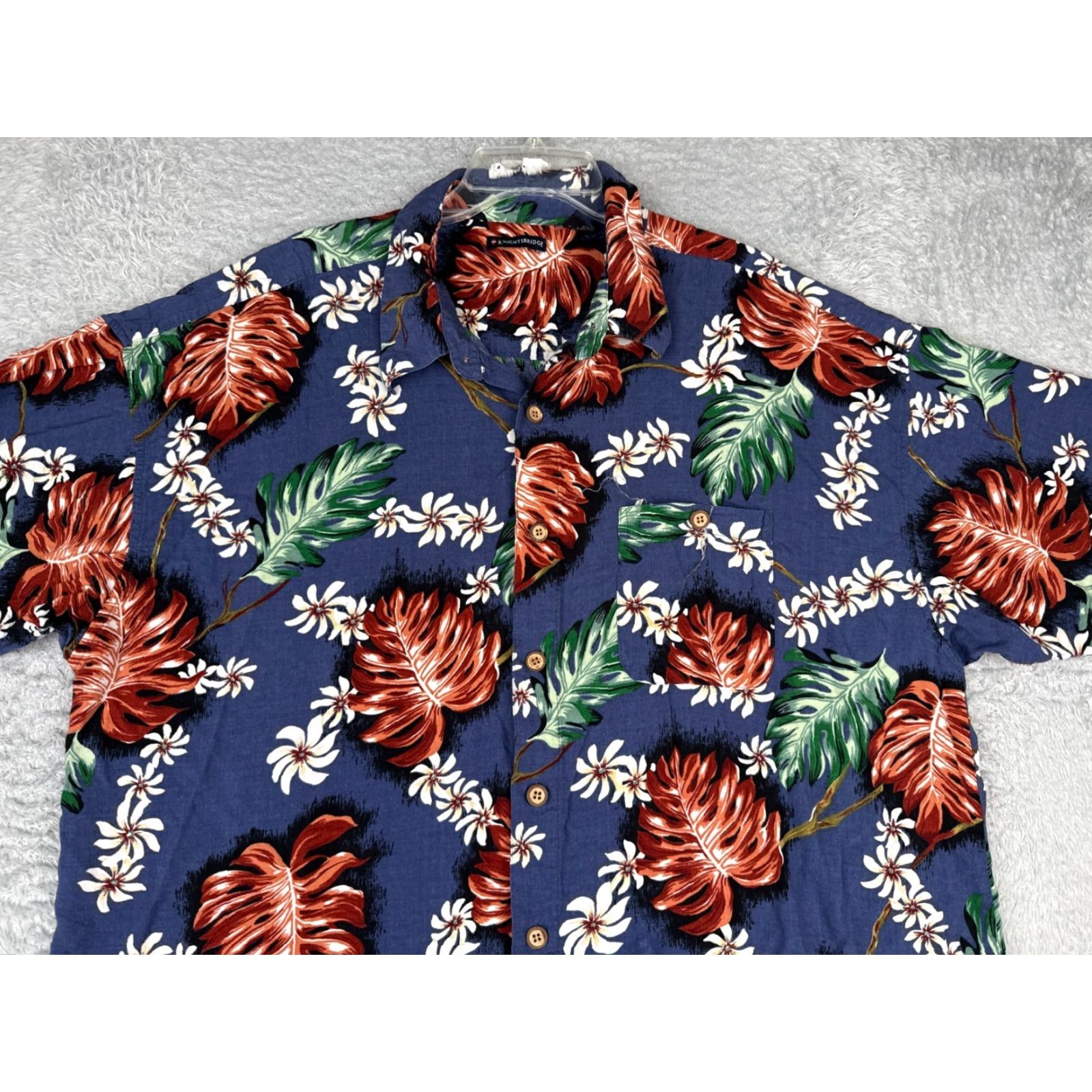 Vintage Knightsbridge Shirt Adult 3XL Blue Floral 100% Rayon Hawaiian Button Up Size US XXL / EU 58 / 5 - 4 Thumbnail