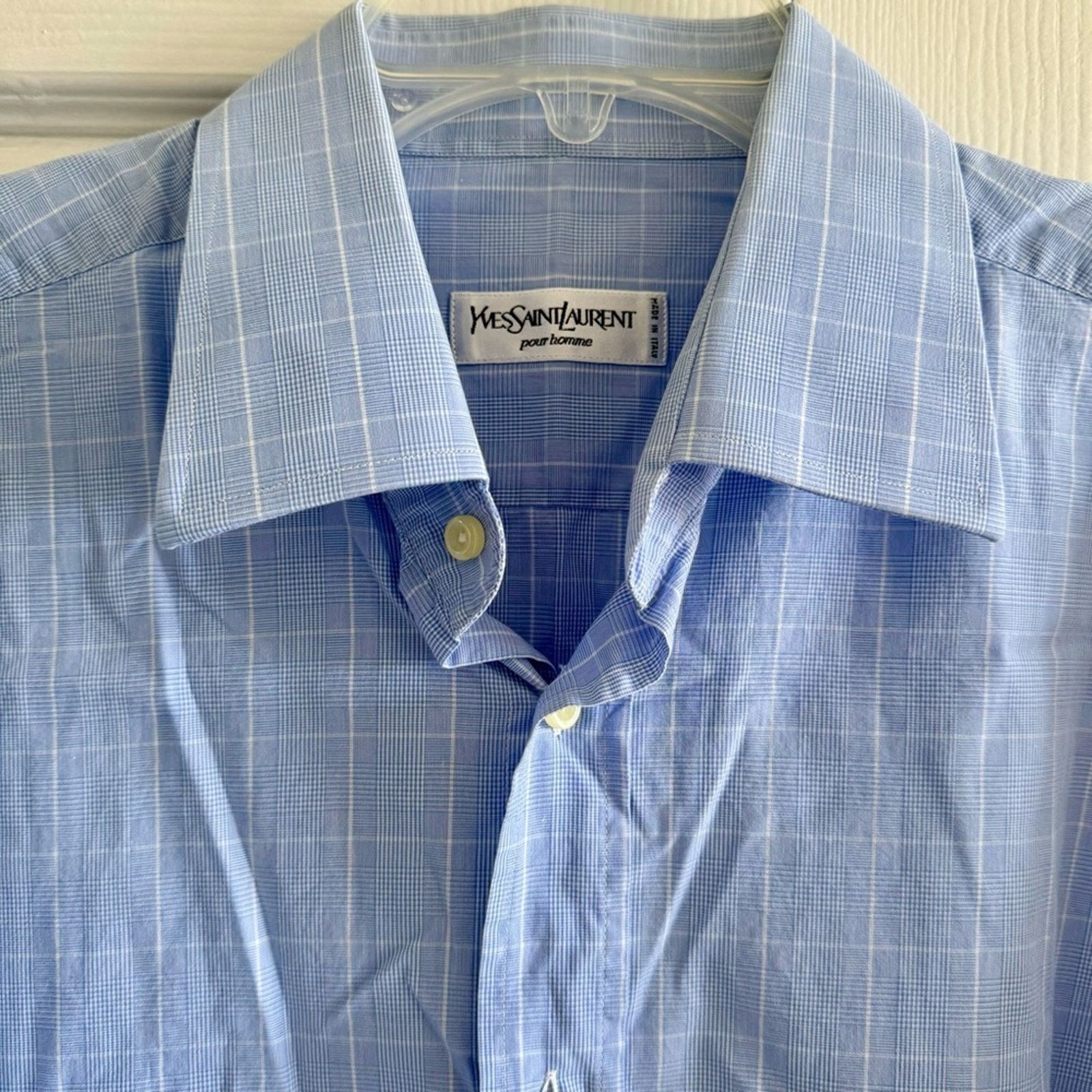 Yves Saint Laurent Yves Saint Laurent Long Sleeve Shirt, Blue, Size 17 1/2, 44 Size US XL / EU 56 / 4 - 2 Thumbnail