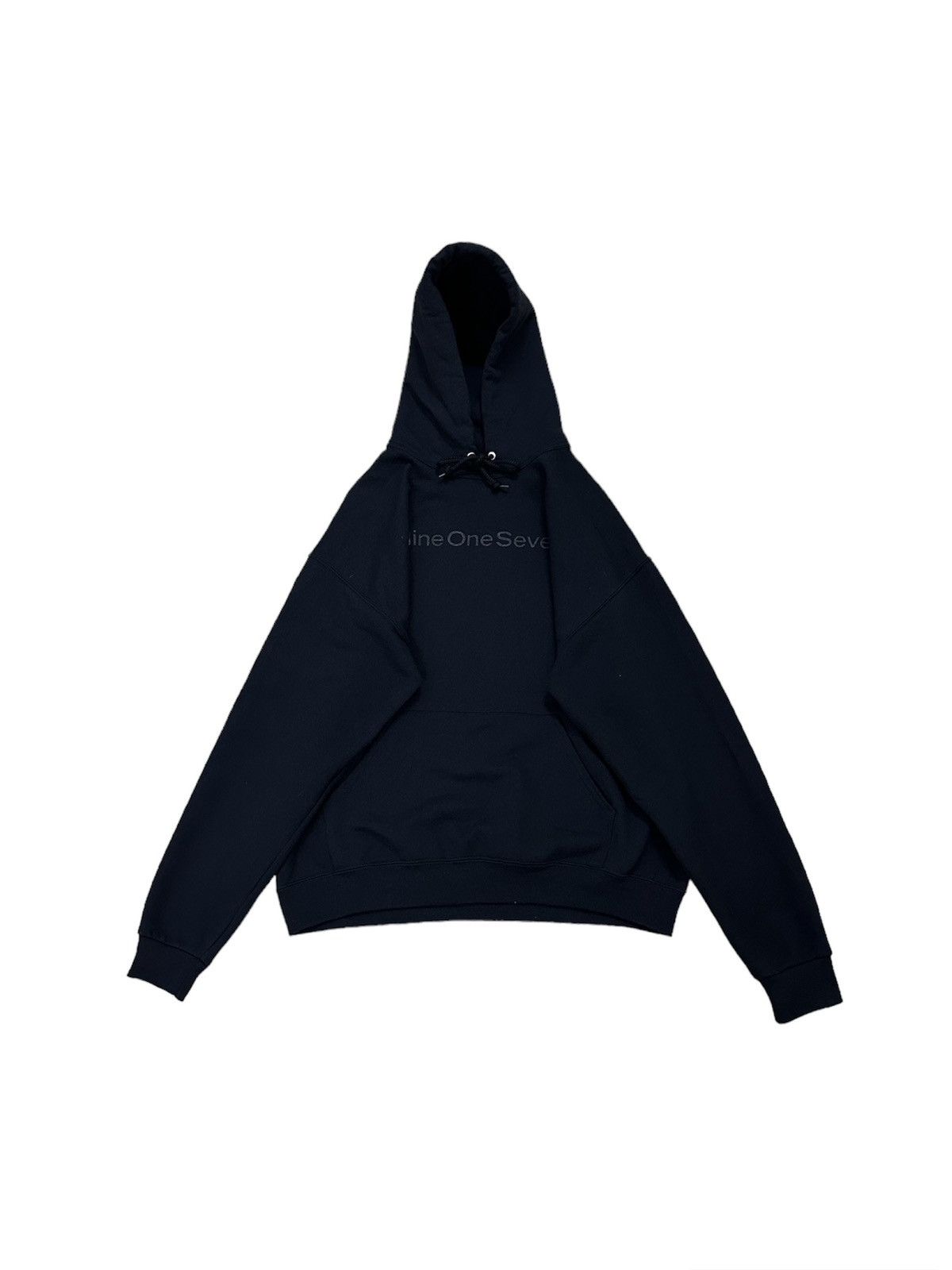 image of Call Me 917 Spell Out Nine One Seven Black On Black Hoodie, Men's (Size Large)