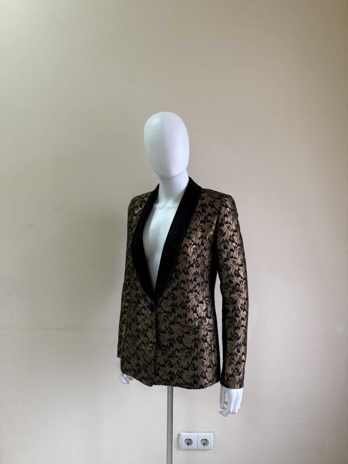 Sezane Sezane Womens Black Gold Jacquard Blazer Jacket Size 36 Size XS / US 0-2 / IT 36-38 - 5 Thumbnail