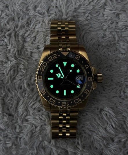 Japanese Brand Seiko Mod GMT-Master 2 Zombie Jubilee Full Gold Steel Watch Size ONE SIZE - 4 Thumbnail