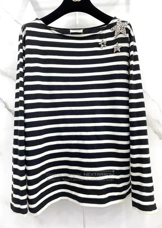 Yves Saint Laurent YSL Striped Long Sleeve T-Shirt for Women . Size M / US 6-8 / IT 42-44 - 3 Thumbnail