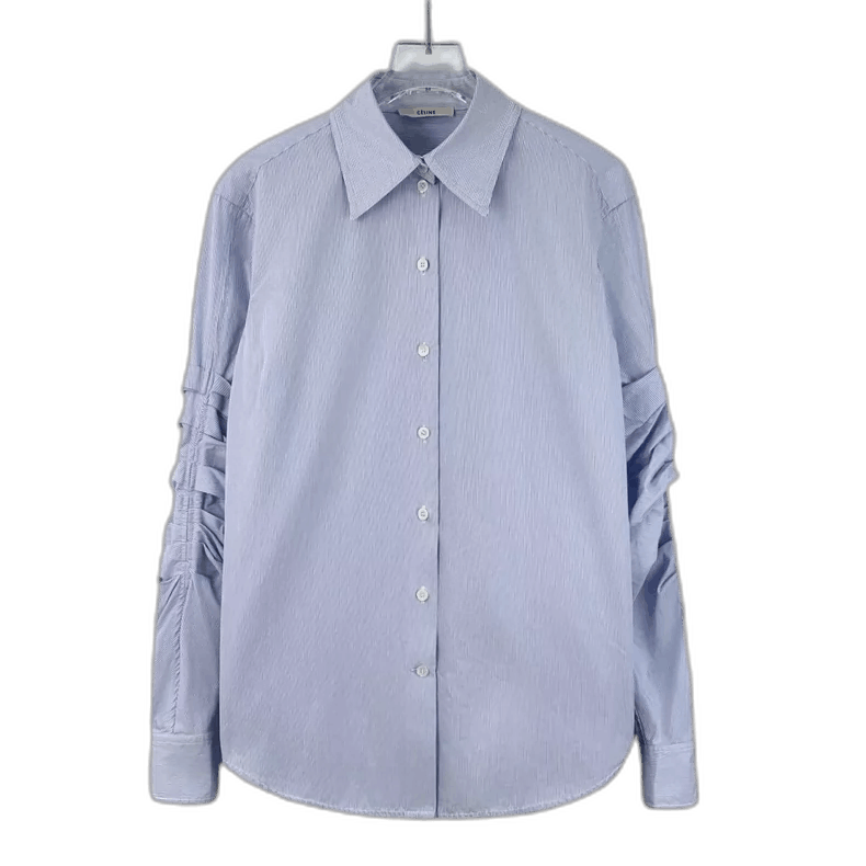 Celine Celine Light Blue Striped Long Sleeve Shirt Size XXS / US 00 / IT 34 - 1 Thumbnail