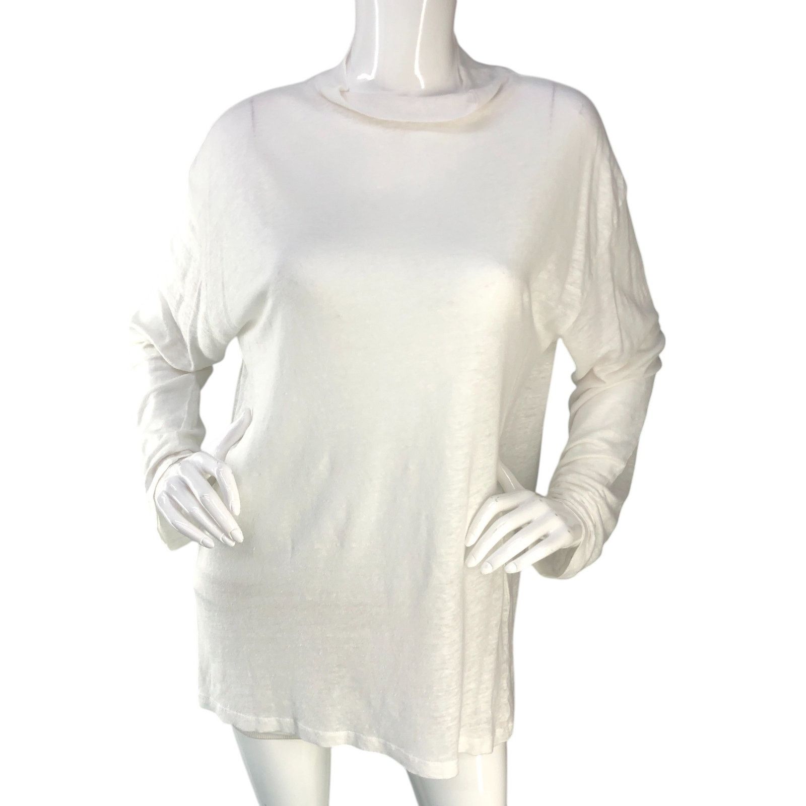Iro IRO Paris Size S Tunic Top Cowl Neck Long Sleeve Linen White Size S / US 4 / IT 40 - 11 Thumbnail