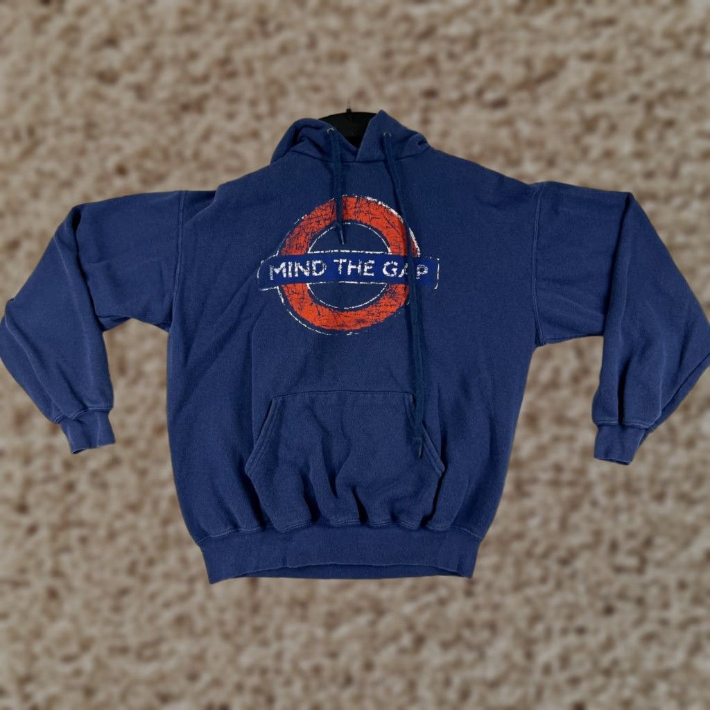 Vintage Underground Sweater Mens Large Blue London Hooded Cotton Blend Pocket Travel Size US L / EU 52-54 / 3 - 1 Thumbnail