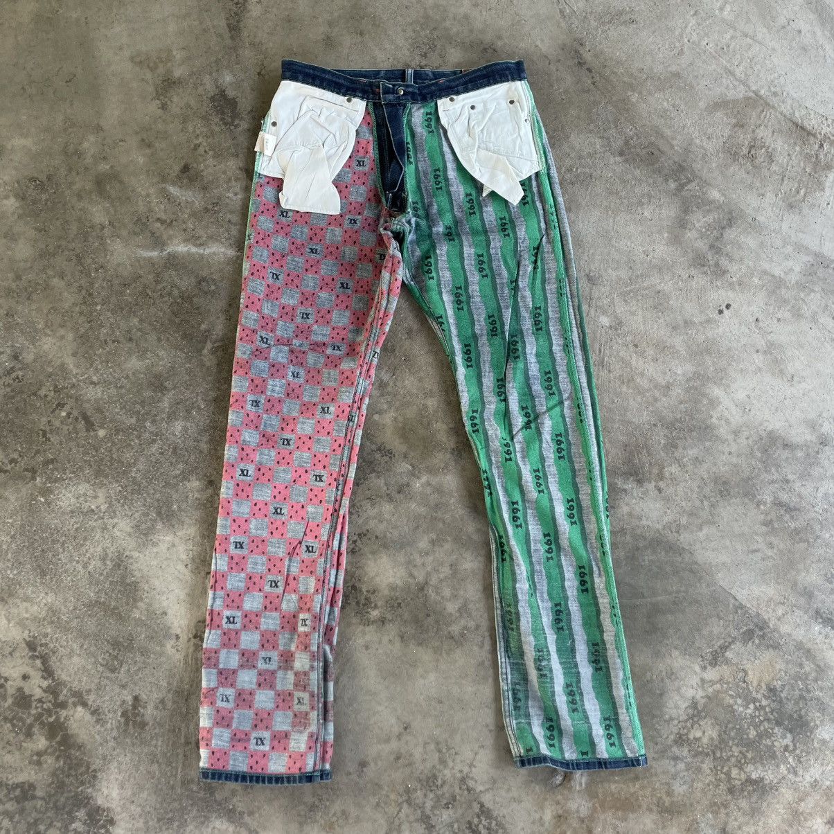 Vintage × Xlarge 🔥XLarge Stoned Washed Sick Skate Design Inside Denim Jeans Size US 33 - 8 Thumbnail