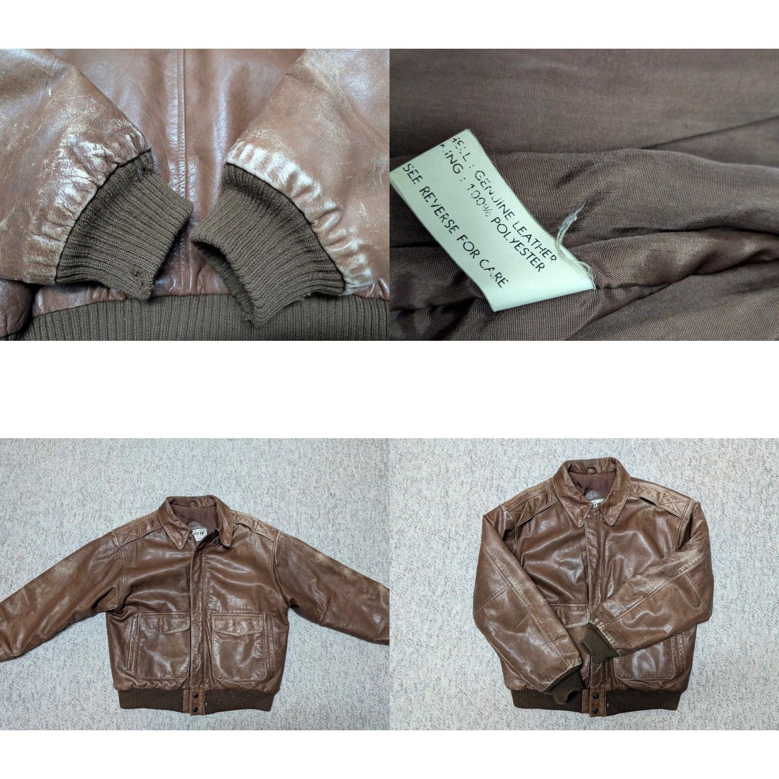 Vintage VINTAGE Bomber Jacket Ajari Leather Brown M Mens 40 Patina Distressed patina vintage bomber jacket M brown leather Mens 40 1970s 1980s Size US M / EU 48-50 / 2 - 8 Thumbnail