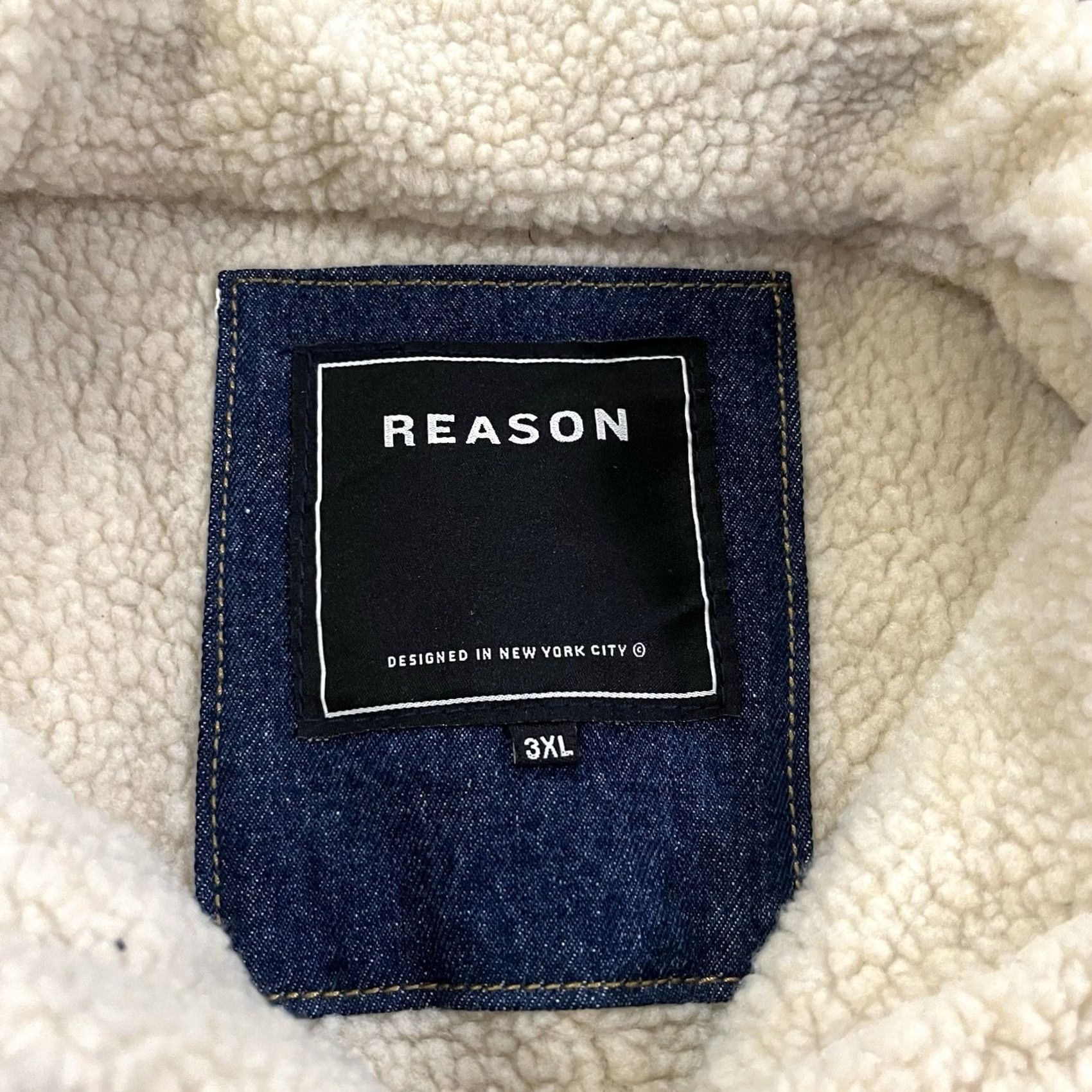 Reason Reason Denim Sherpa Trucker Jean Jacket 3XL Death Before Dishonor Embroidered Mens Jacket Bomber Denim Blue Size US 39 - 3 Thumbnail