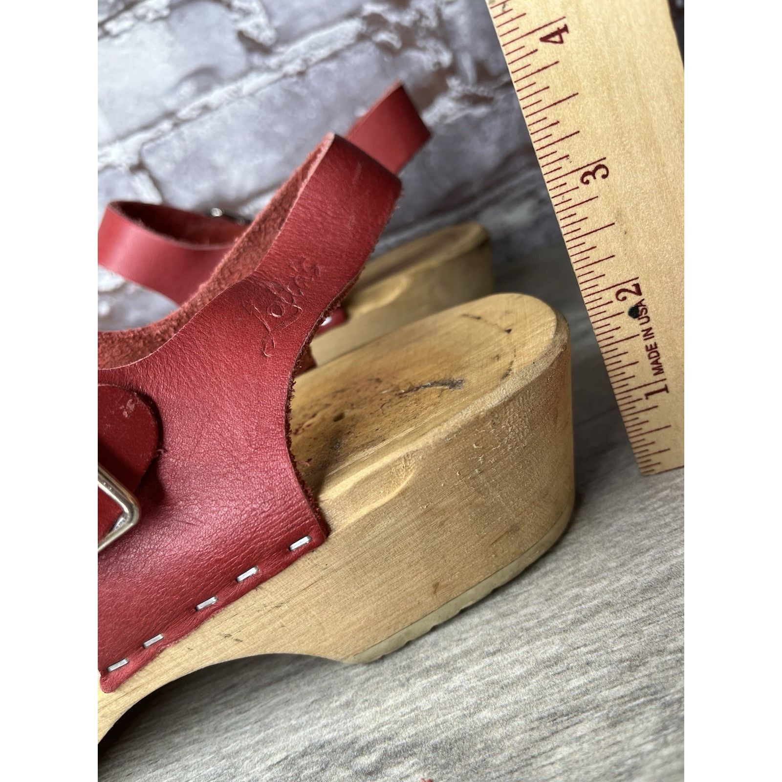 Warren Lotas Lotta's Stockholm T-bar Highwood Red Leather Clogs Nubuck Wo Size US 10.5 / IT 40.5 - 17 Thumbnail