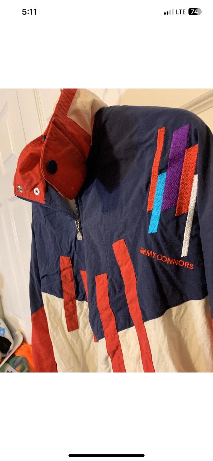 Other Jimmy Connors mens sz M windbreaker jacket blue red white Size US M / EU 48-50 / 2 - 3 Thumbnail