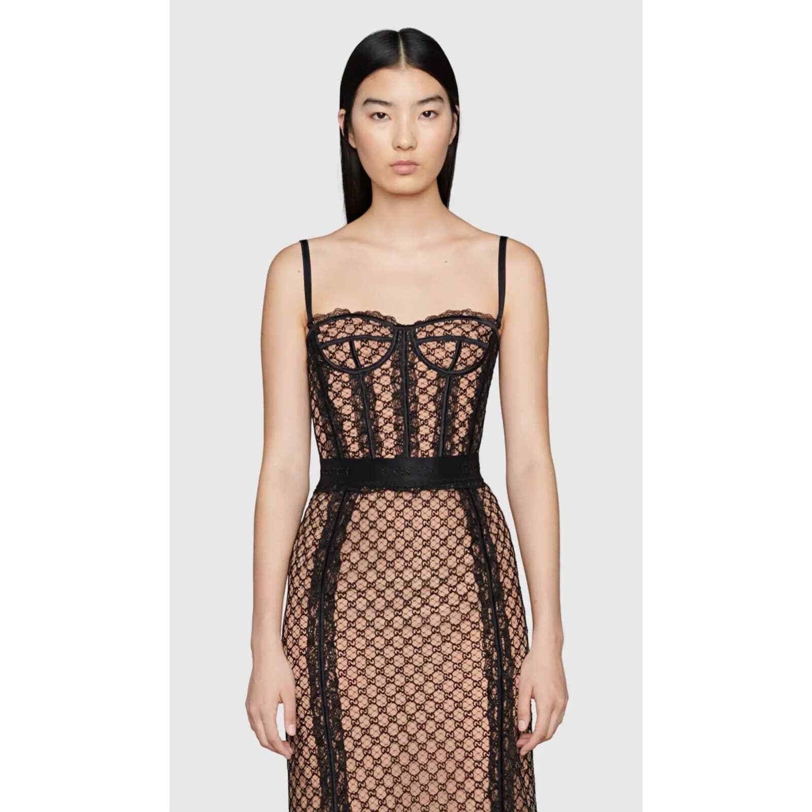 Gucci Gucci GG Net Corset Black Nude Lace Logo Bustier Top Medium Size M / US 6-8 / IT 42-44 - 3 Thumbnail