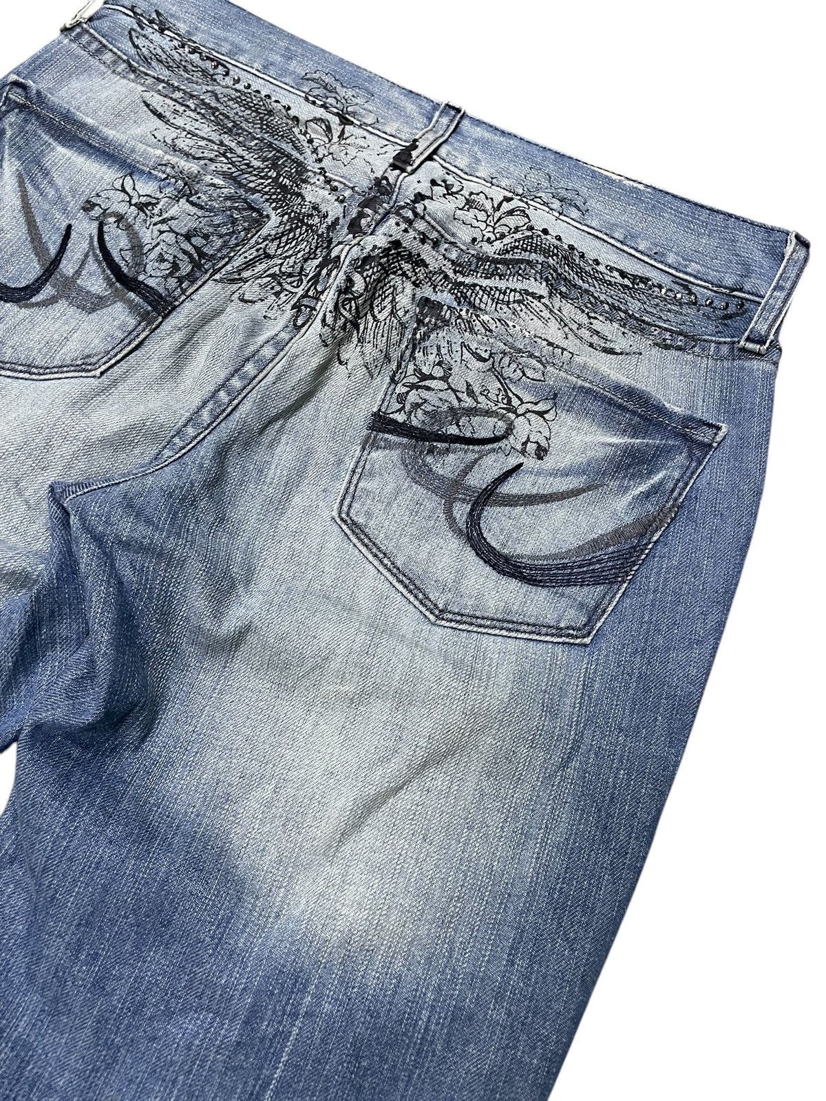 Express × Hysteric Glamour × Japanese Brand Express Jeans Tattoo Wings Tribal Flare Boot Cut Jeans Size US 30 / EU 46 - 18 Thumbnail