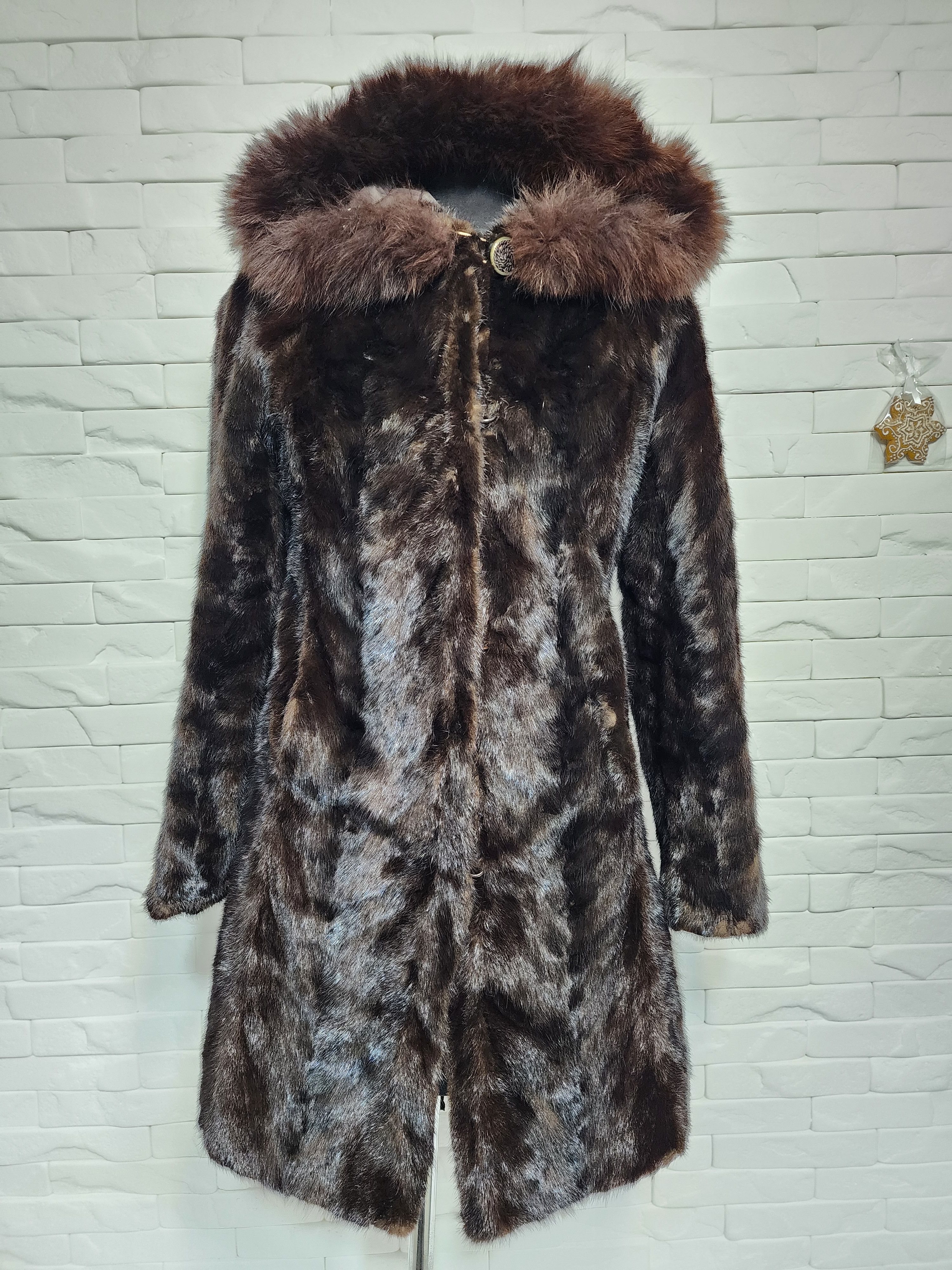 Furla Brown Mink Fur Hooded Coat - Women's Luxury Outerwear Size S / US 4 / IT 40 - 1 Thumbnail