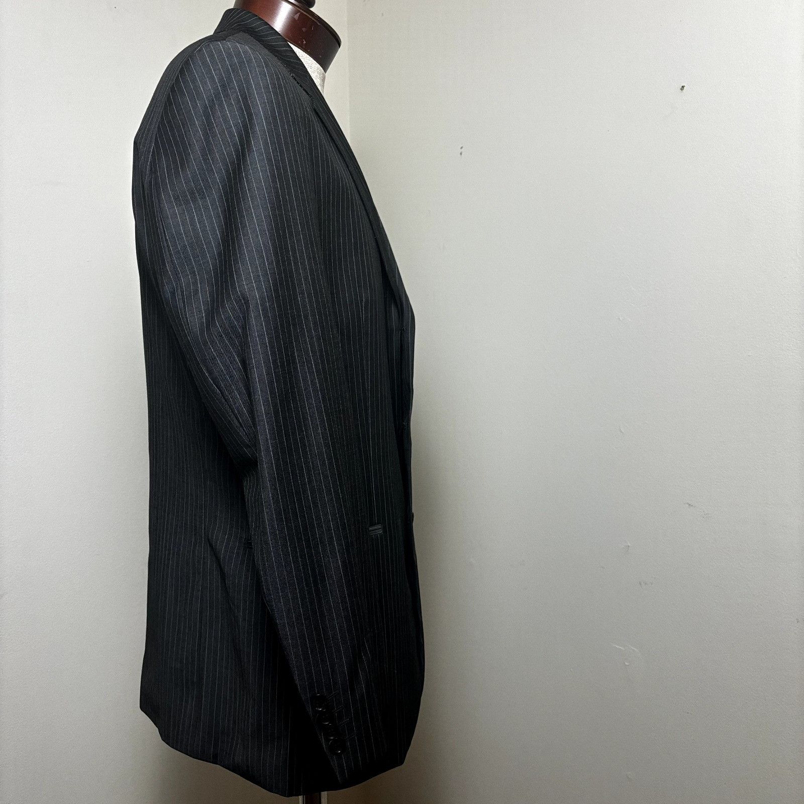 Hugo Boss Hugo Boss Mens Sport Coat Gray Striped Blazer Sz 40R Virgin Size 40R - 5 Thumbnail